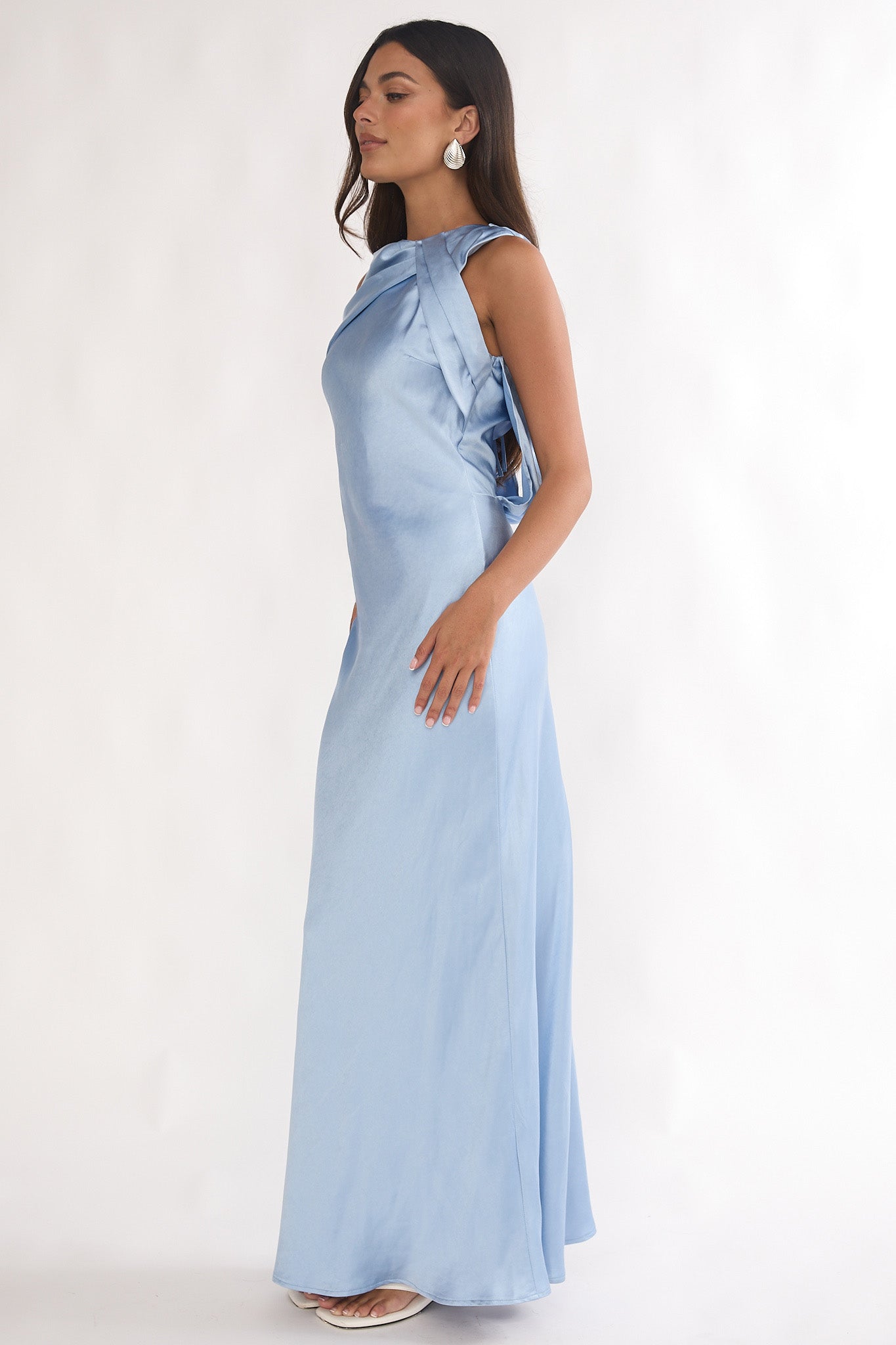 Levinia Draped Back Maxi Dress Blue by Selfie Leslie Australia
