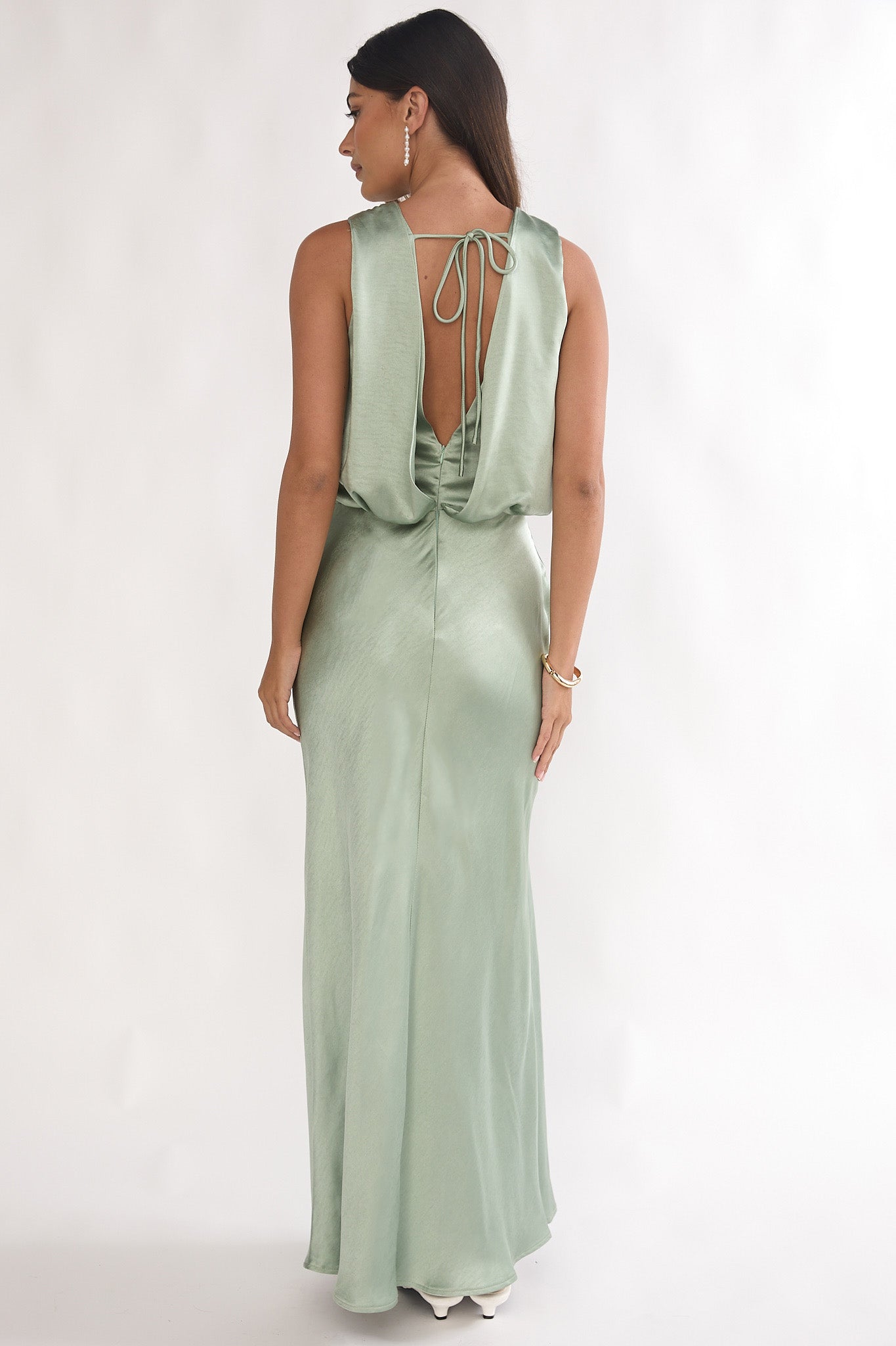 Levinia Draped Back Maxi Dress Pistachio by Selfie Leslie Australia
