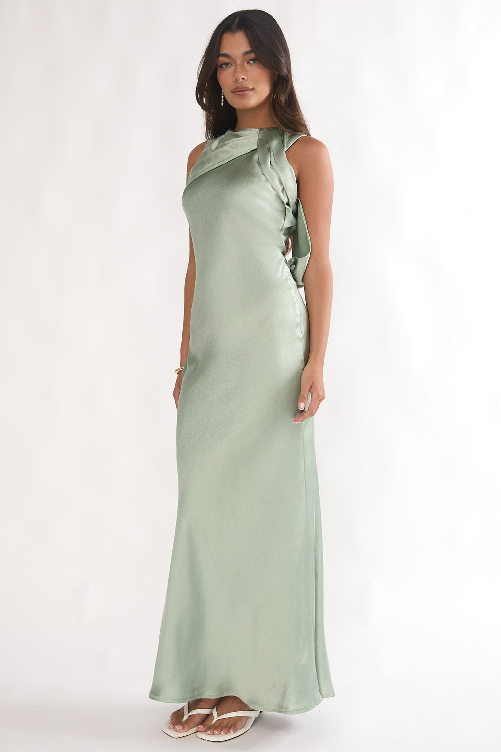 Levinia Draped Back Maxi Dress Pistachio by Selfie Leslie Australia
