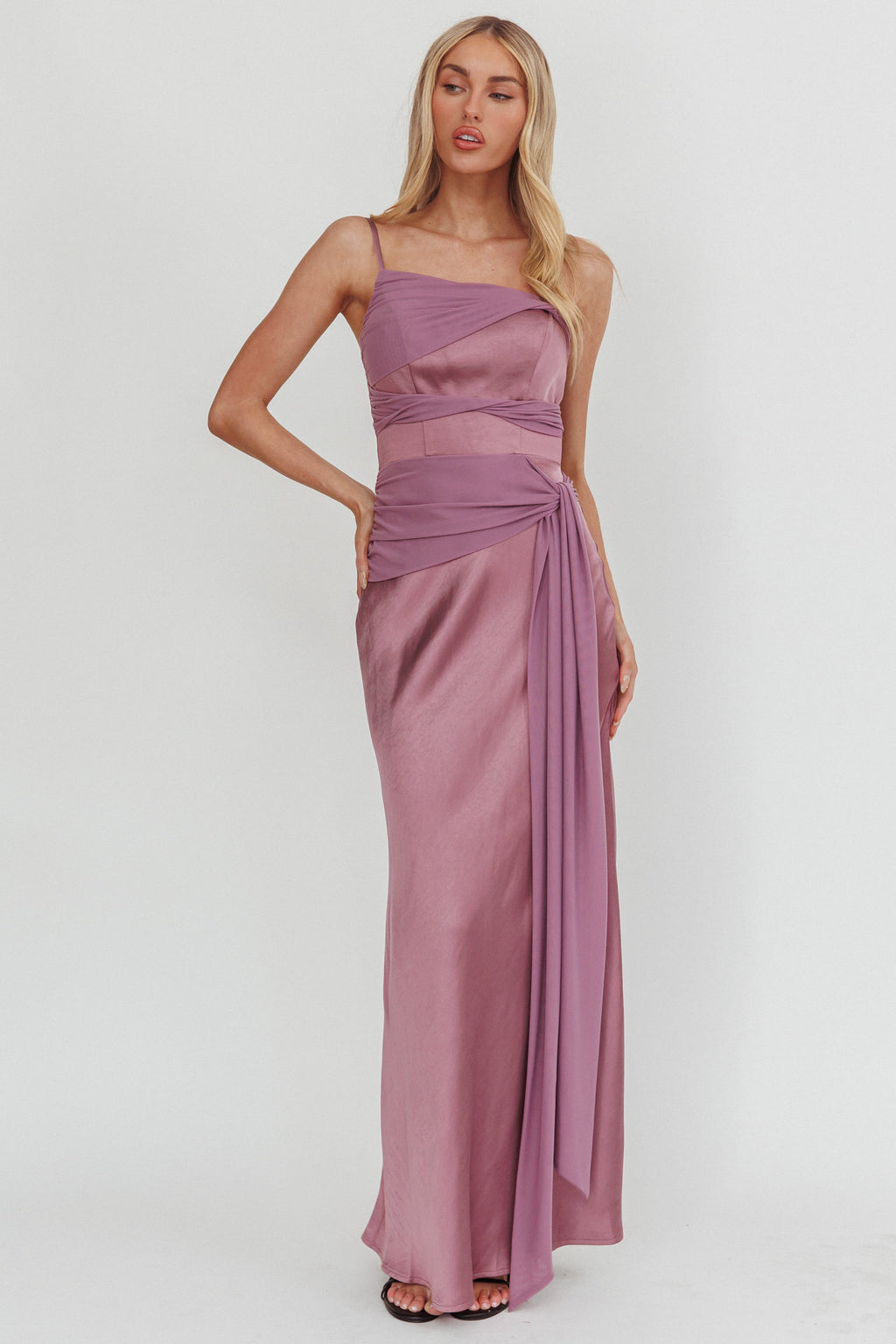 Wysandra Knot Detail Maxi Dress Grape by Selfie Leslie Australia