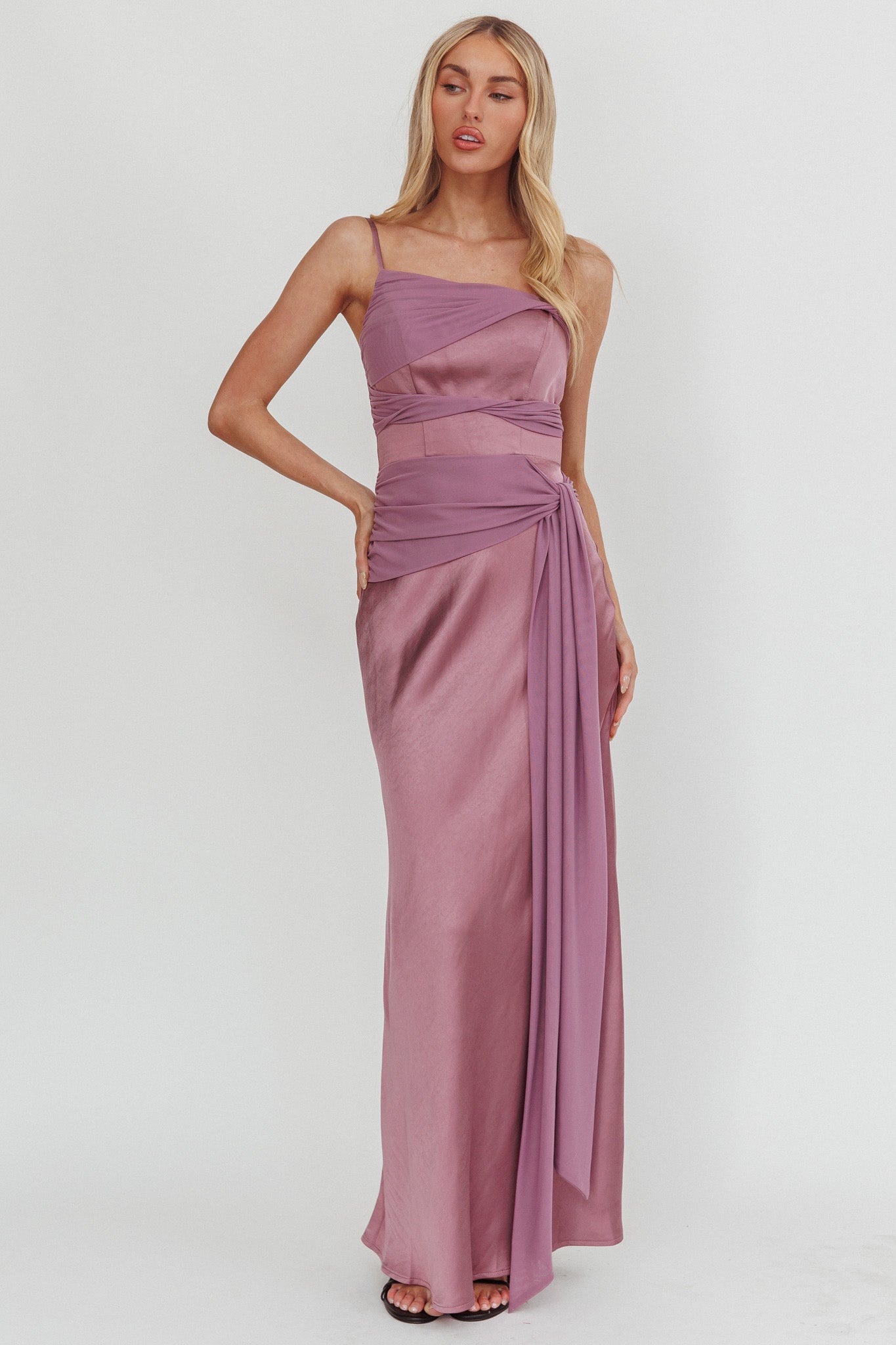 Wysandra Knot Detail Maxi Dress Grape by Selfie Leslie Australia