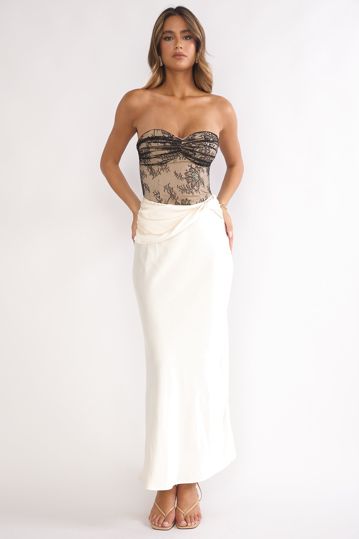 Valoria Lace Bodice Maxi Dress Oyster