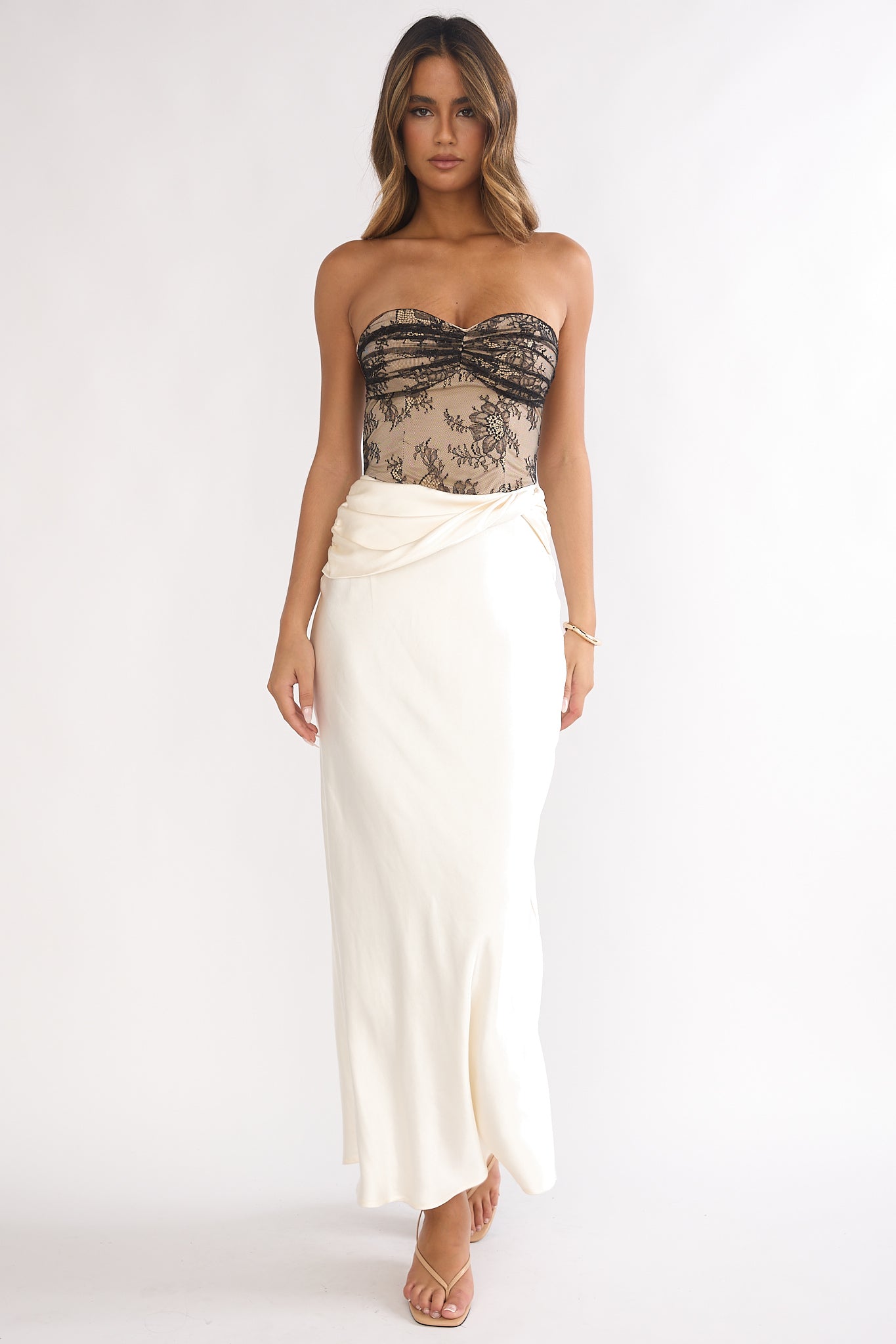 Valoria Lace Bodice Maxi Dress Oyster