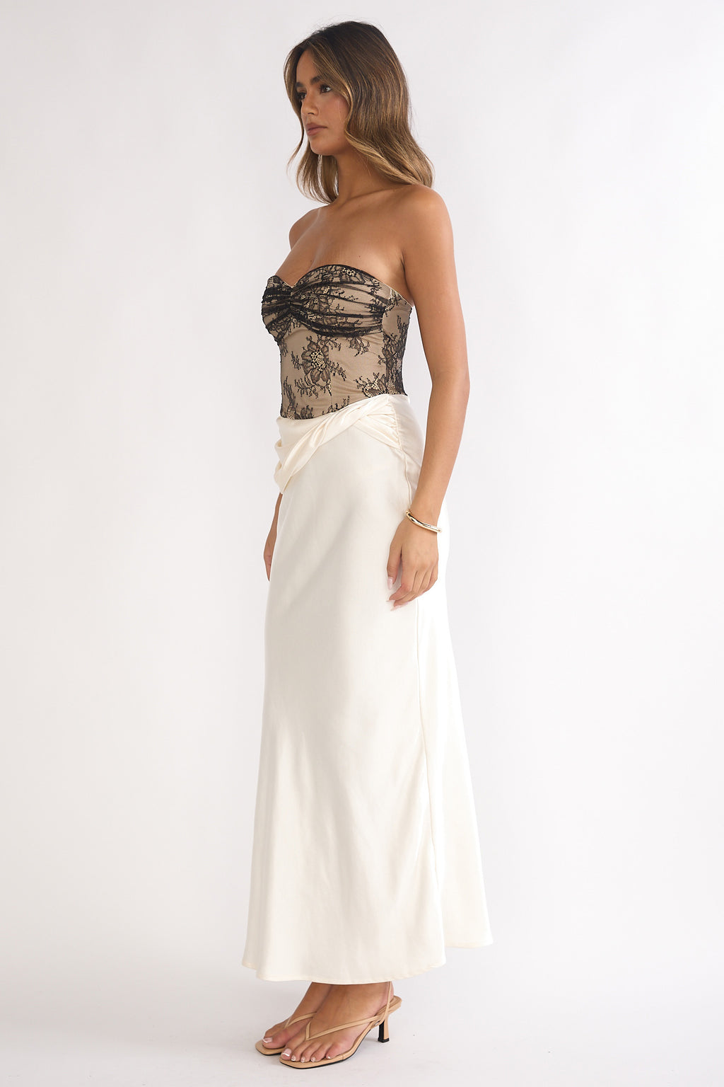 Valoria Lace Bodice Maxi Dress Oyster