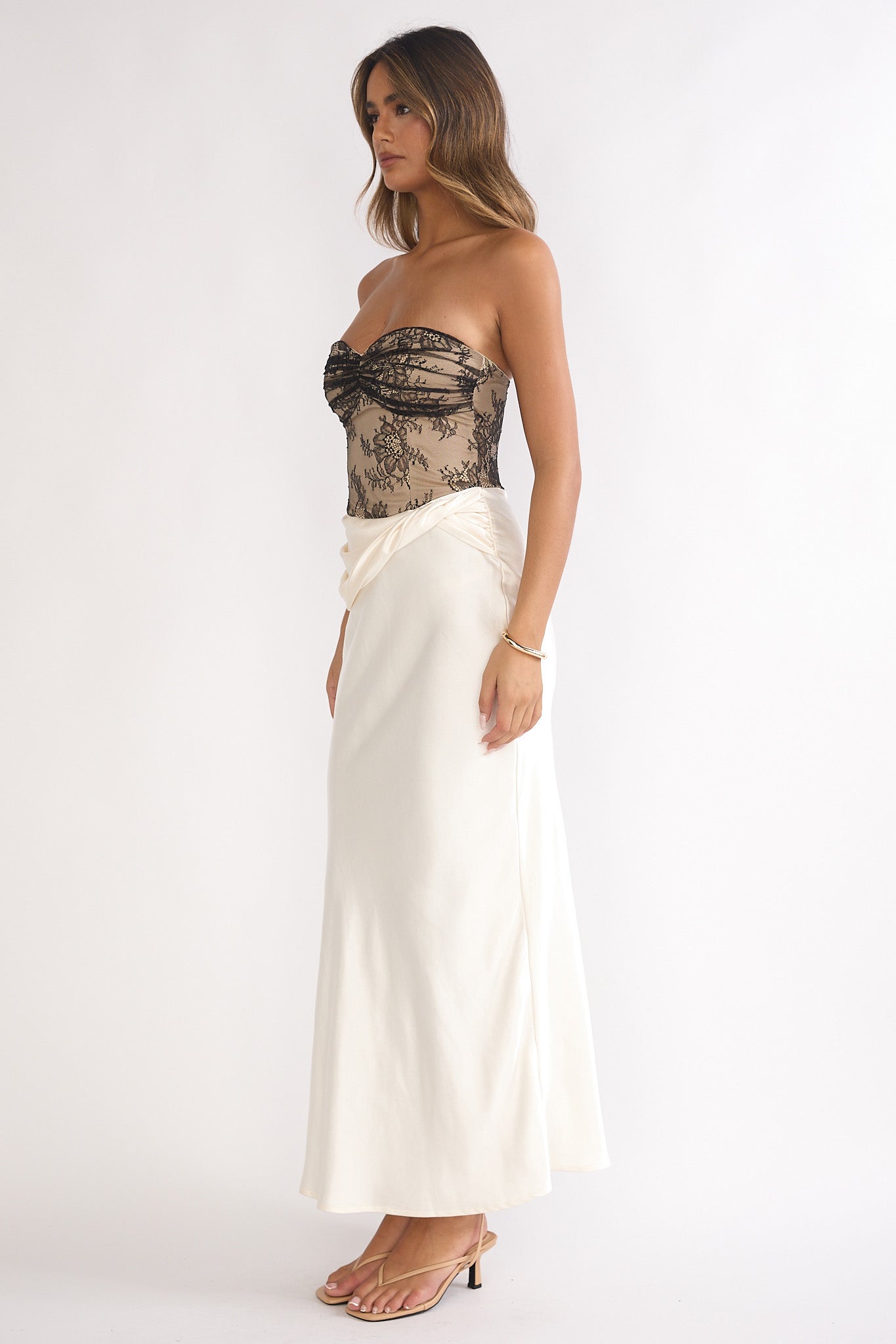 Valoria Lace Bodice Maxi Dress Oyster