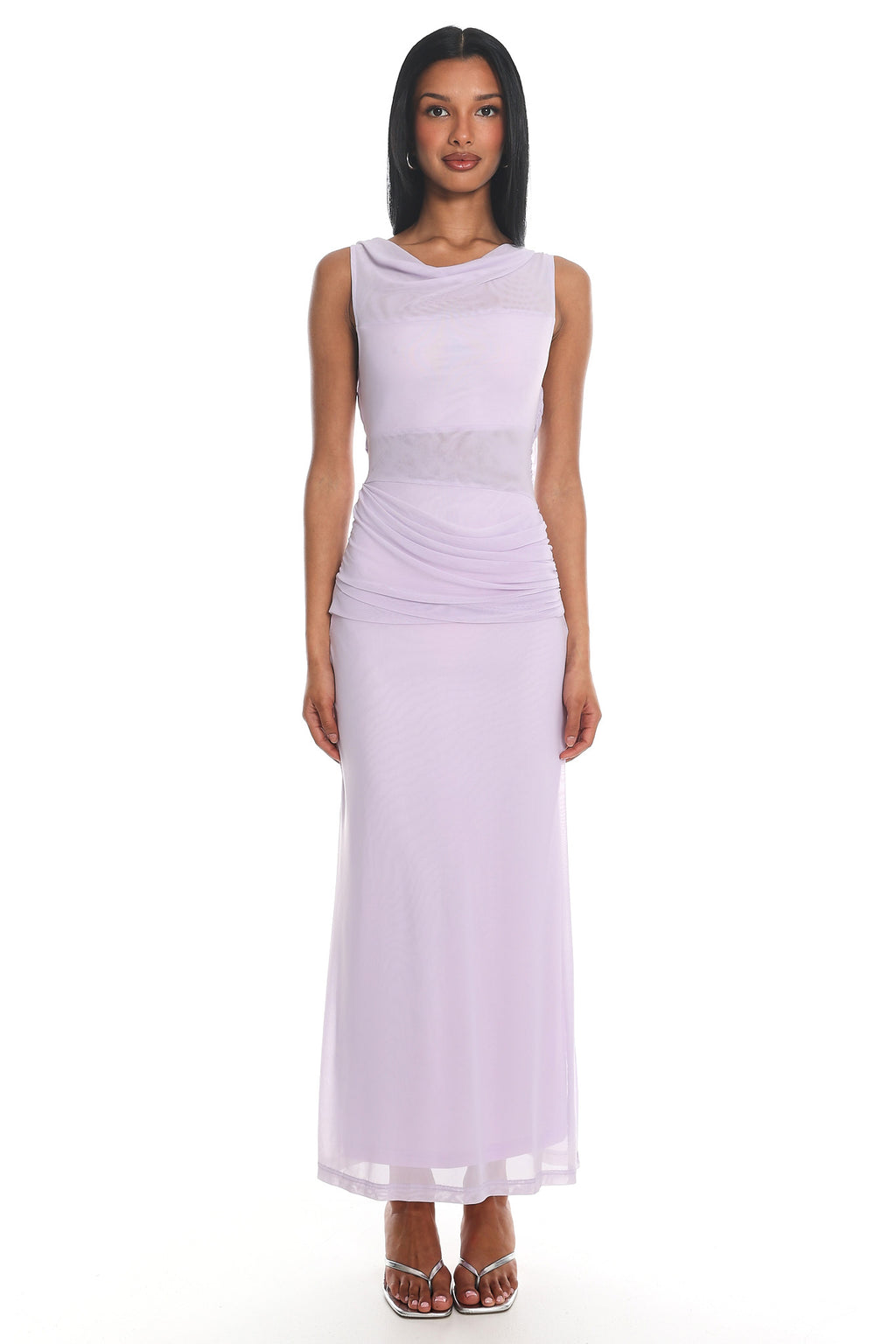 Saffra Shoulder Sash Ruched Maxi Dress Lilac by Selfie Leslie Australia