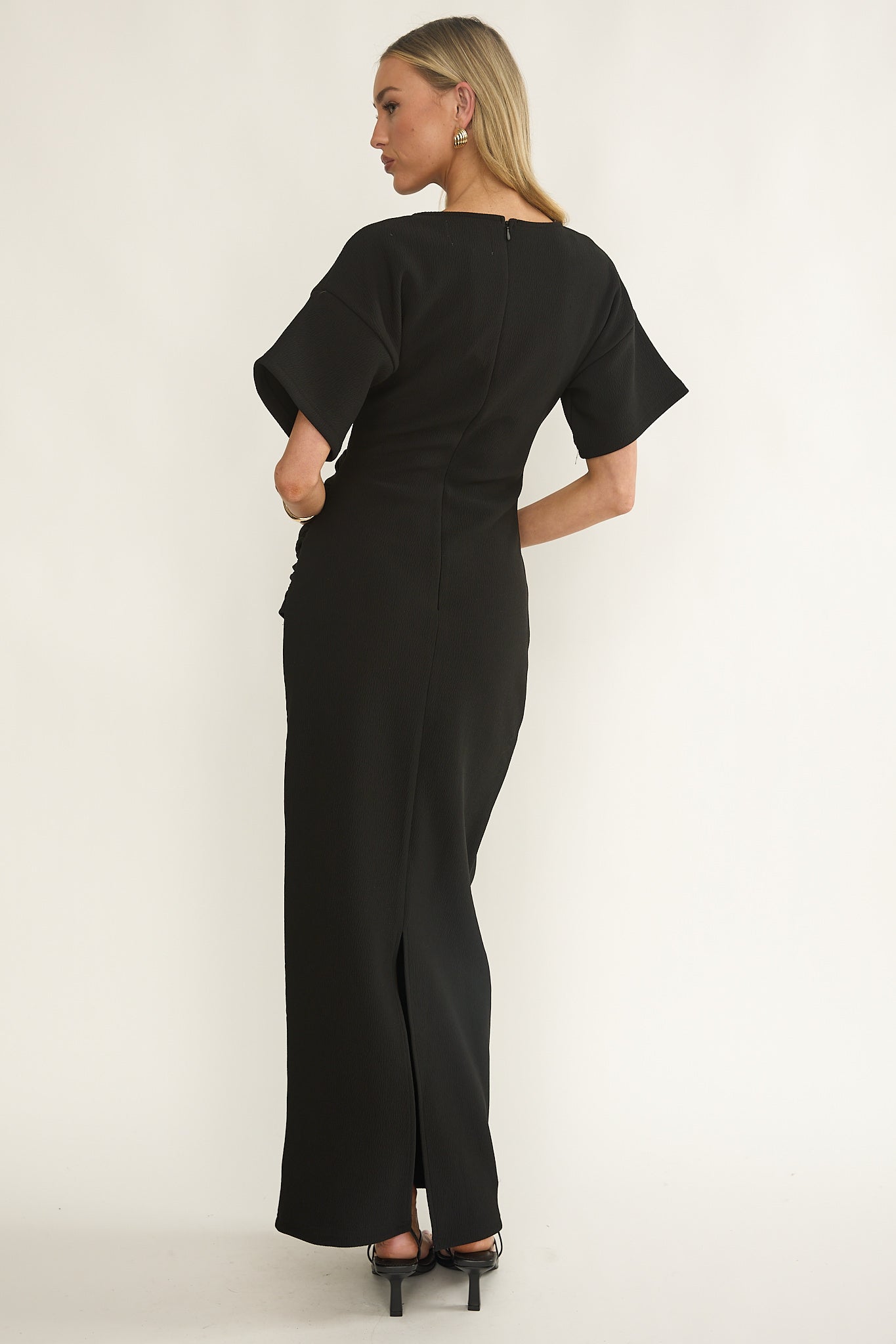 Briona Short Sleeve Buckle Maxi Dress Black by Selfie Leslie Australia