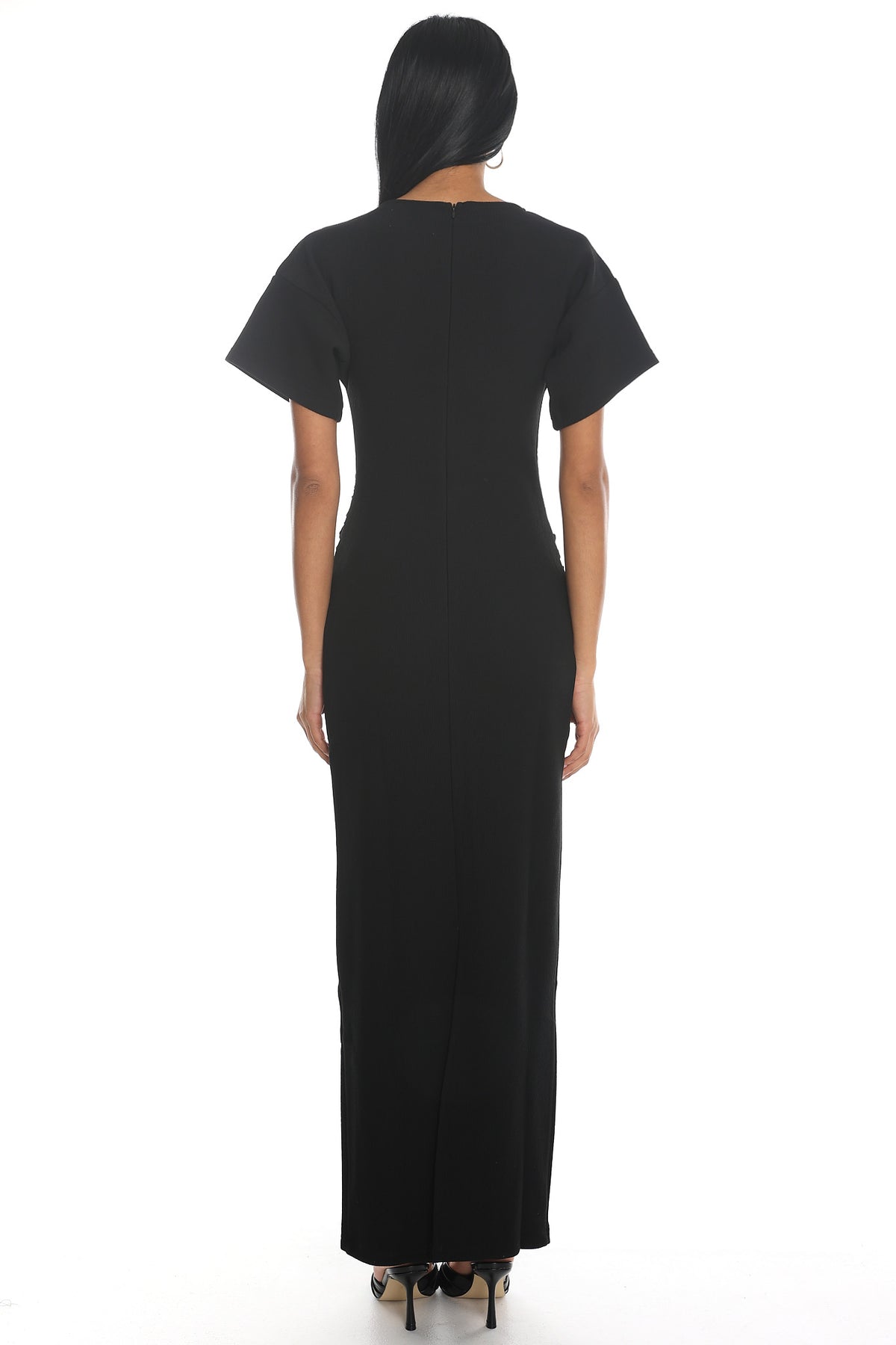 Briona Short Sleeve Buckle Maxi Dress Black by Selfie Leslie Australia