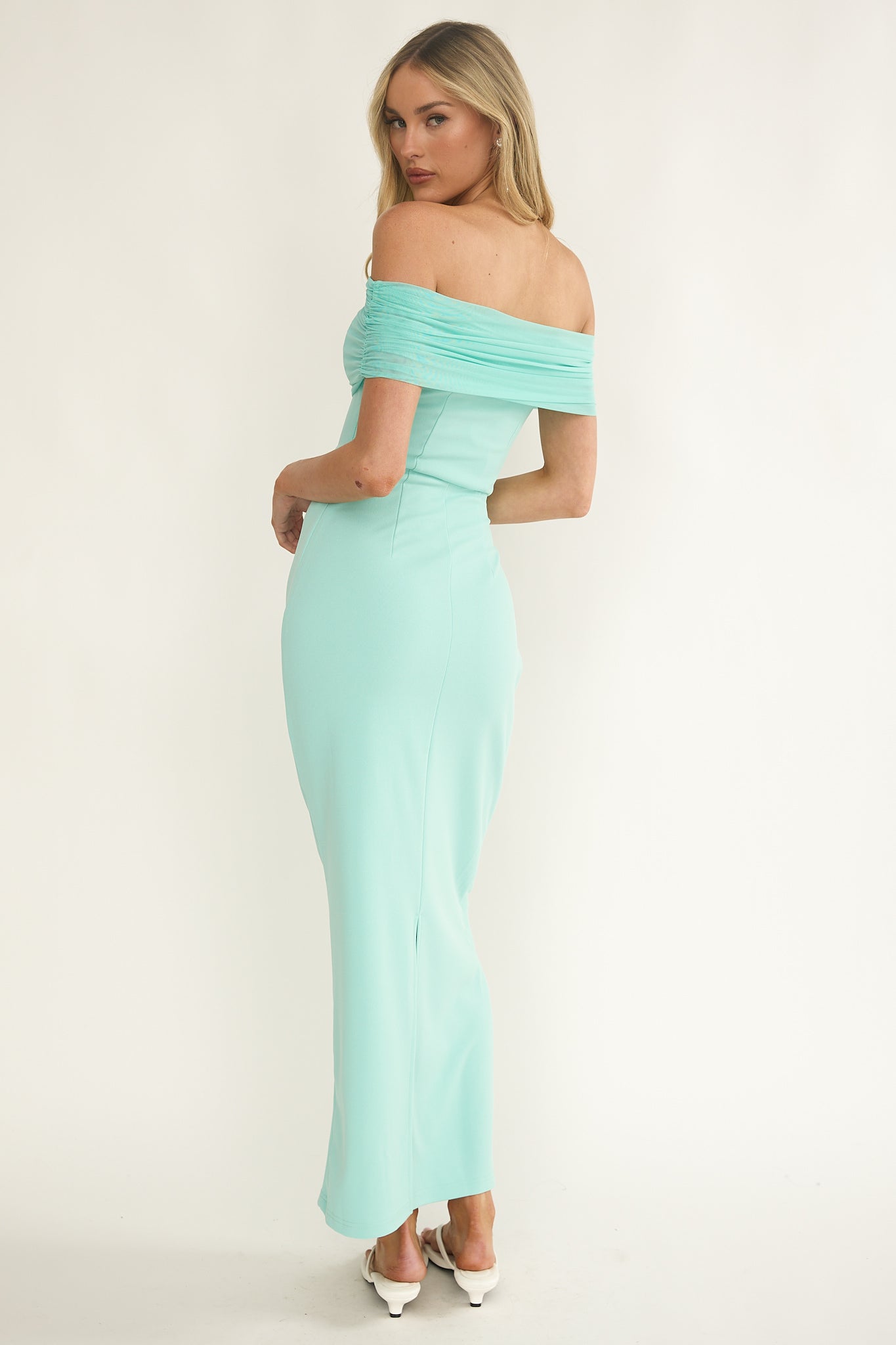 Love Languages Off-Shoulder Maxi Dress Mint by Selfie Leslie Australia