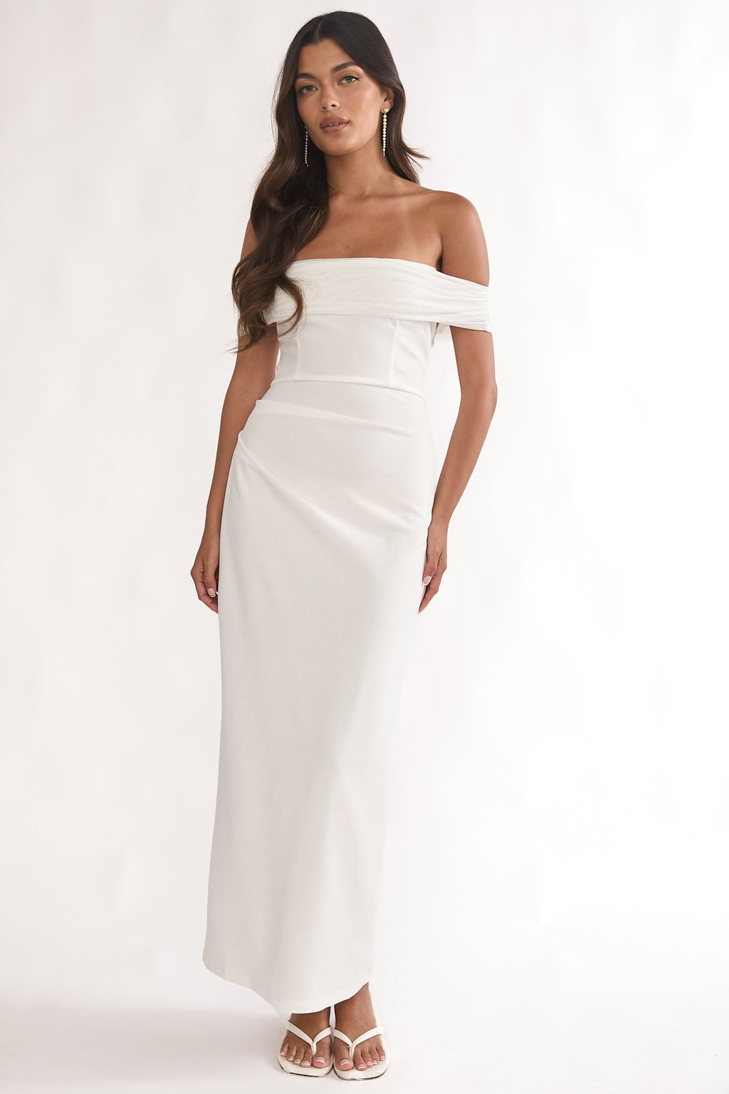Love Languages Off-Shoulder Maxi Dress White by Selfie Leslie Australia