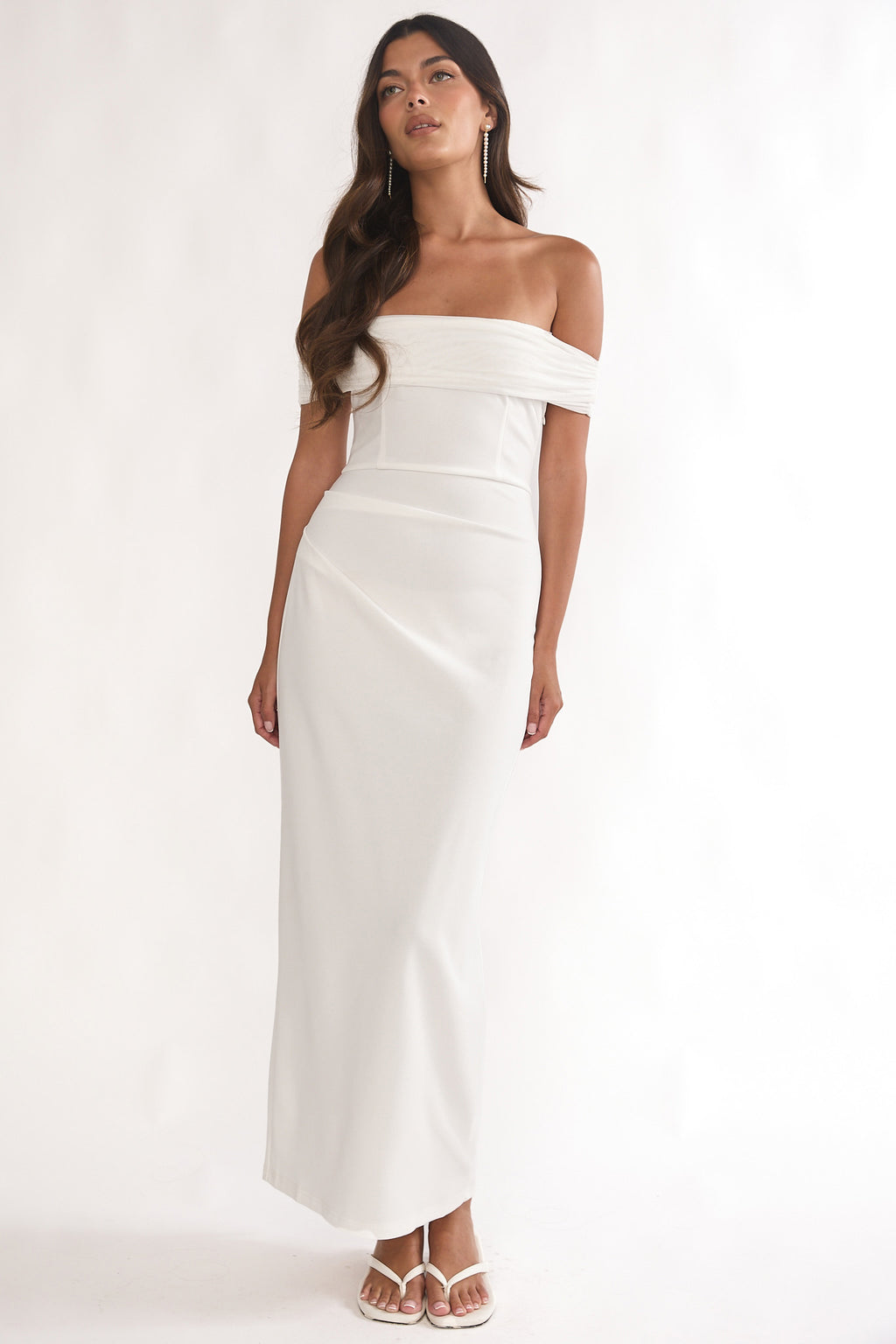 Love Languages Off-Shoulder Maxi Dress White by Selfie Leslie Australia