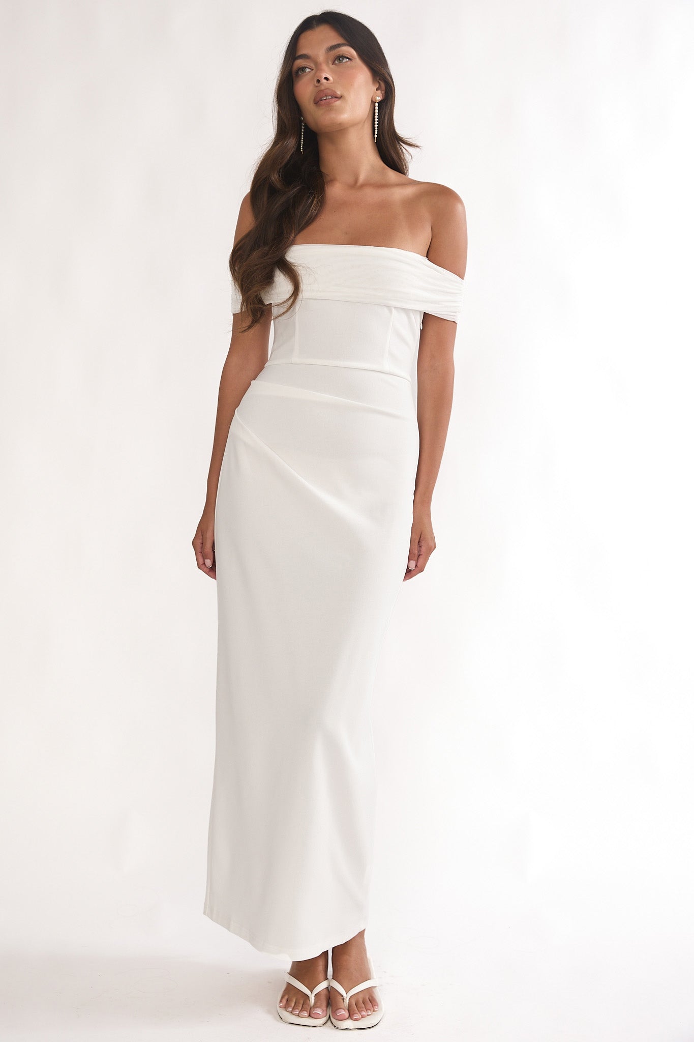 Love Languages Off-Shoulder Maxi Dress White by Selfie Leslie Australia