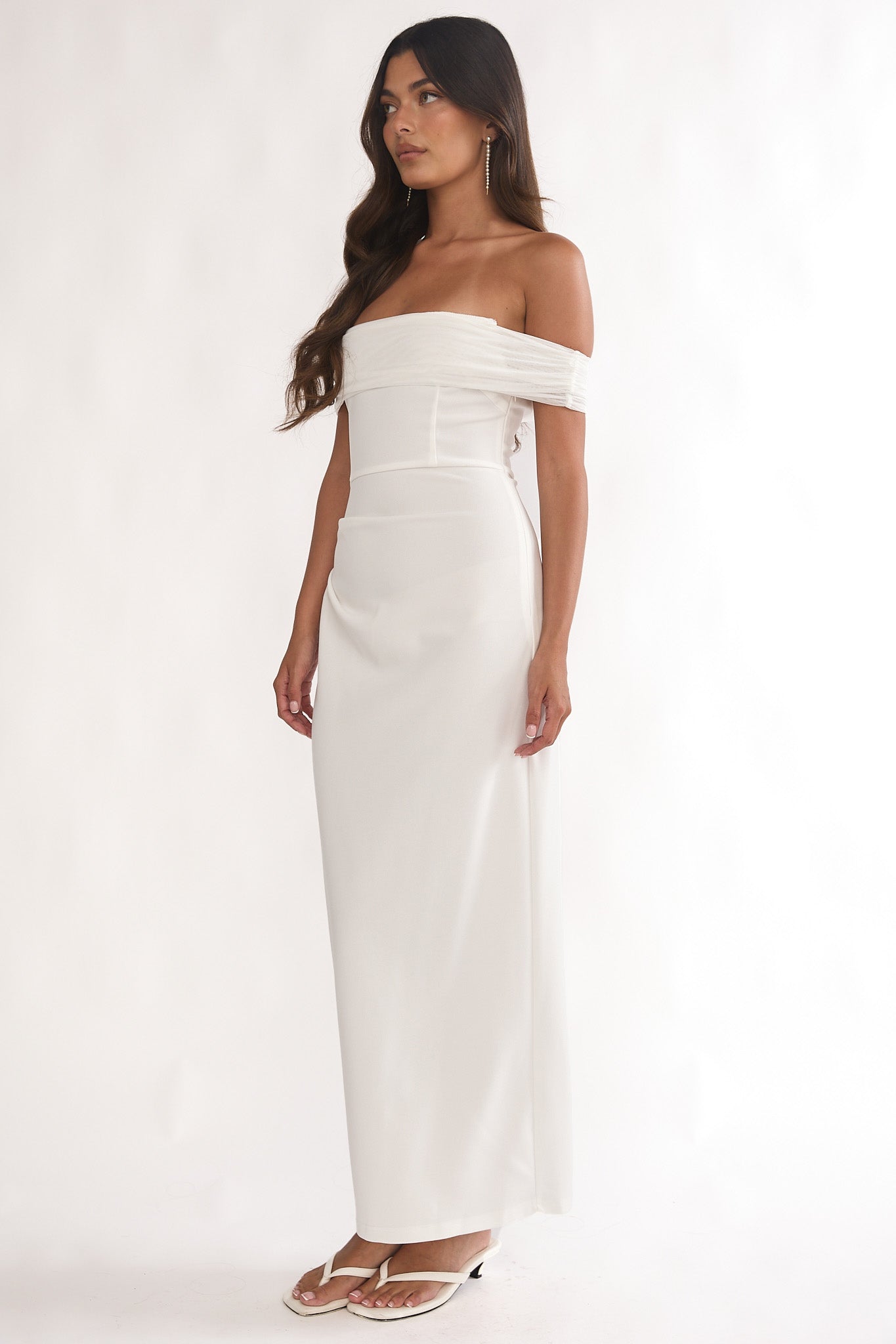 Love Languages Off-Shoulder Maxi Dress White by Selfie Leslie Australia