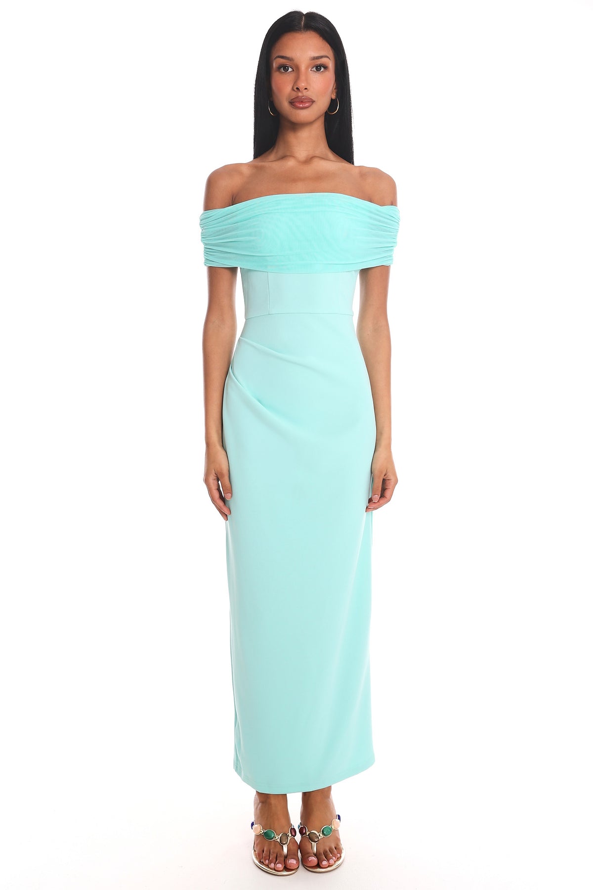 Love Languages Off-Shoulder Maxi Dress Mint by Selfie Leslie Australia