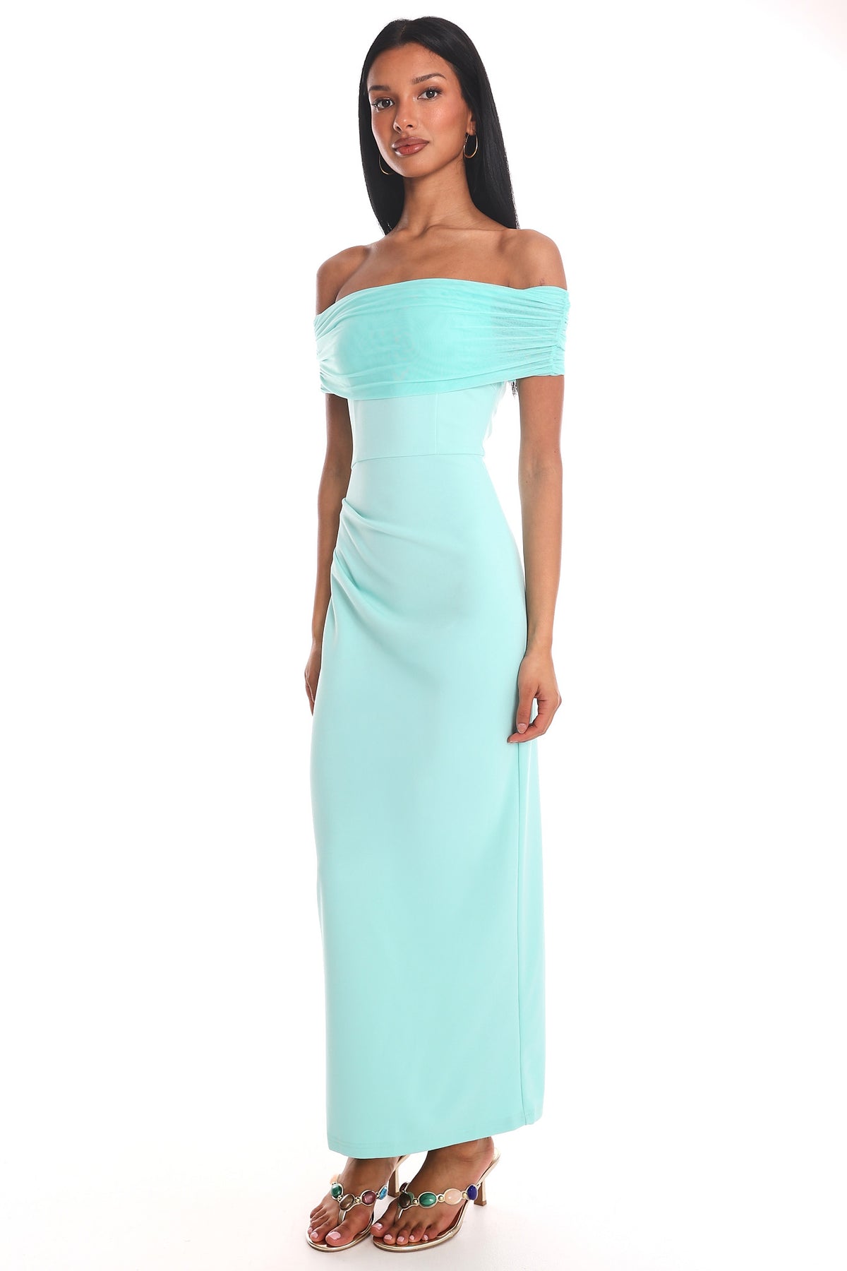 Love Languages Off-Shoulder Maxi Dress Mint by Selfie Leslie Australia