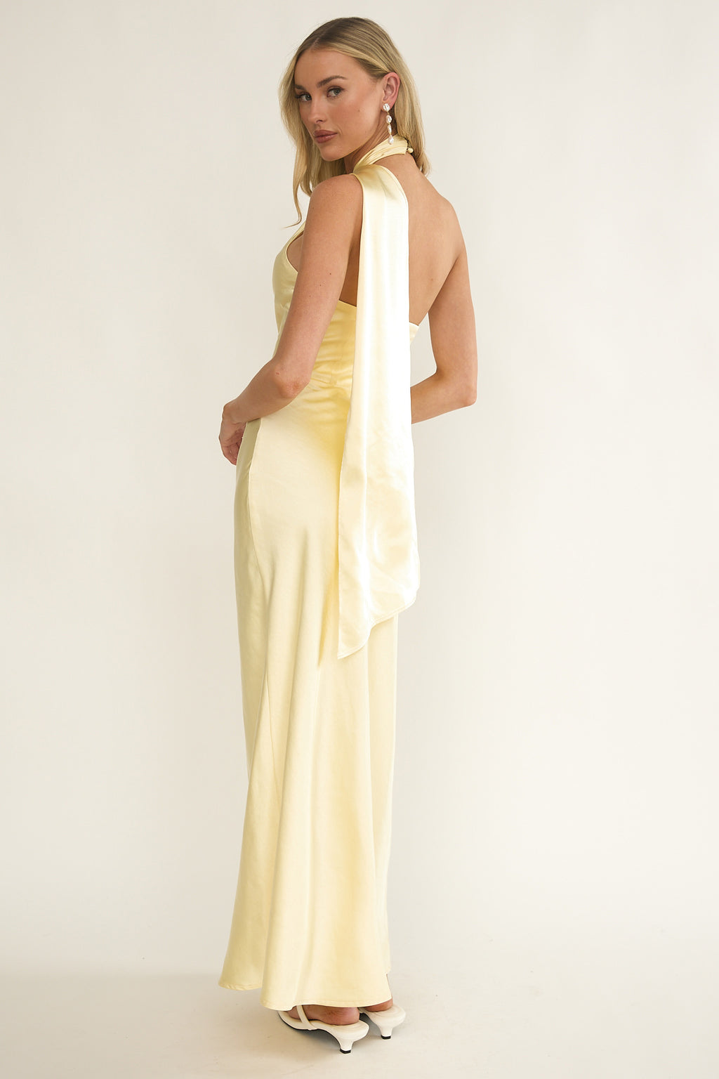 Alvara Crossover Halterneck Maxi Dress Butter by Selfie Leslie Australia