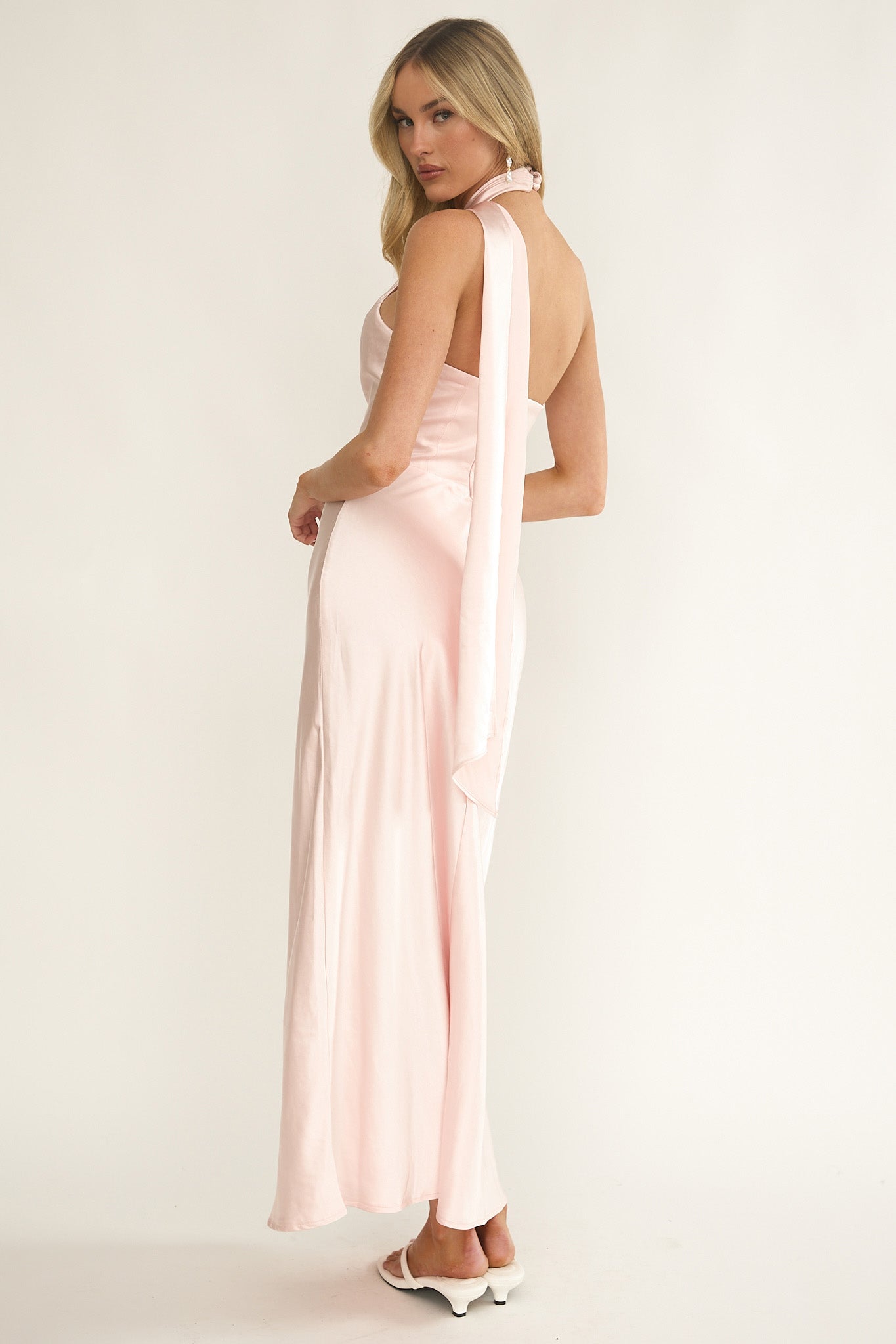 Alvara Crossover Halterneck Maxi Dress Pink by Selfie Leslie Australia