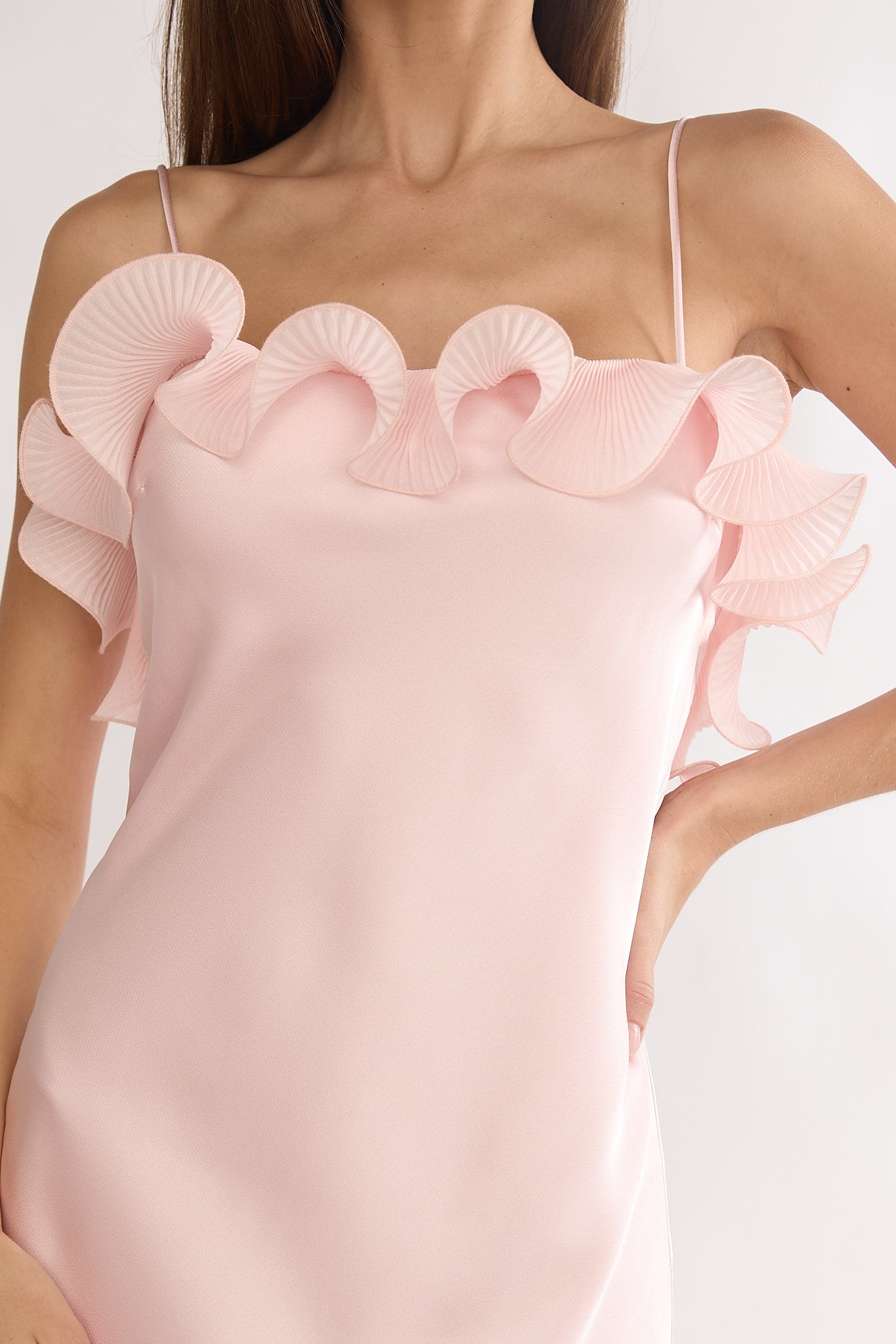 Okay, Cupid Low Back Ruffle Trim Maxi Dress Pink by Selfie Leslie Australia