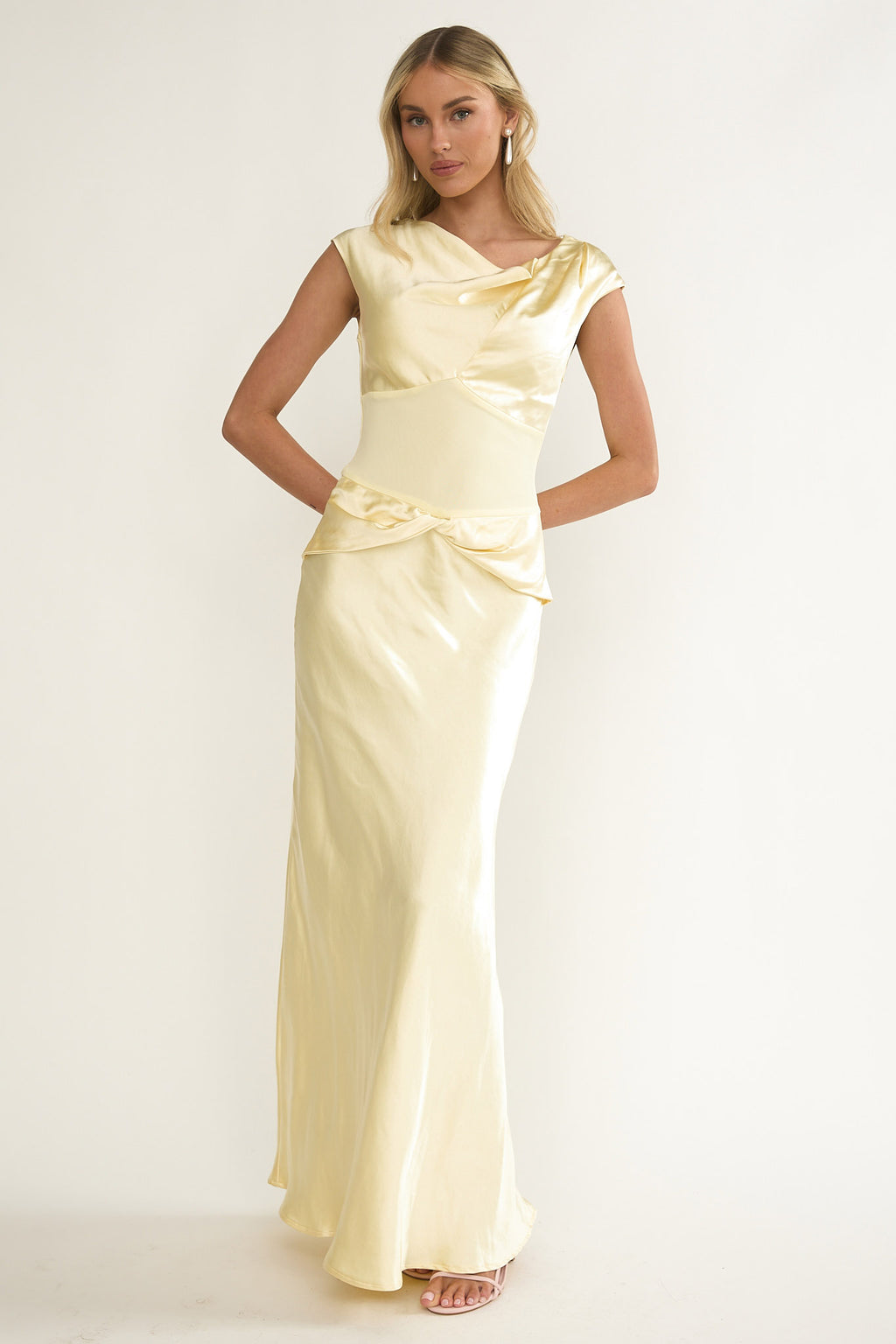 Tahlia Rae Mesh Waist Cap Sleeve Maxi Dress Butter by Selfie Leslie Australia