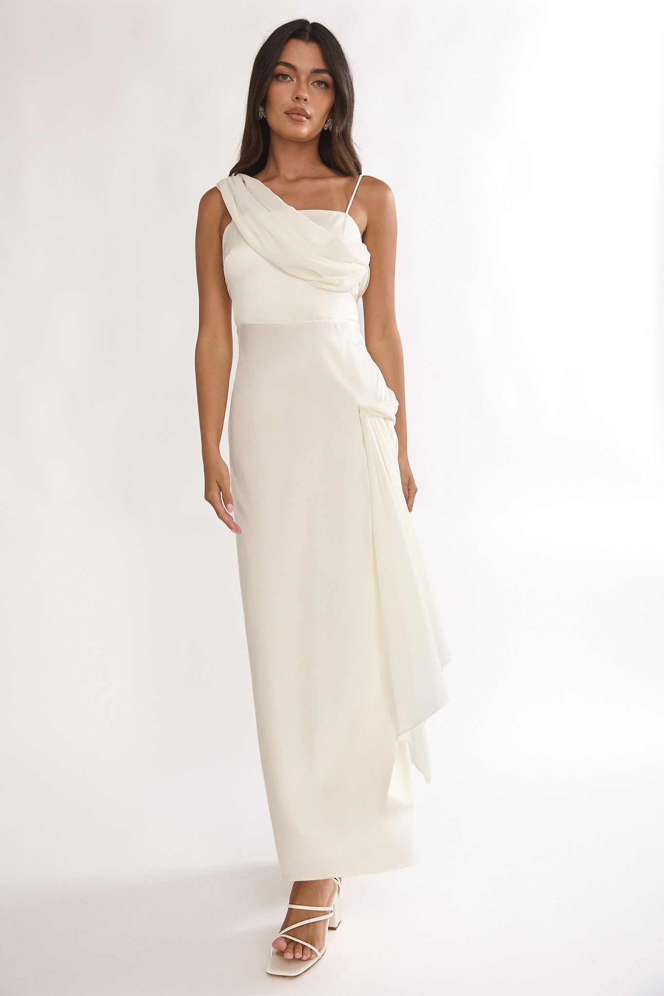 Doloros Drape Accent Maxi Dress Oyster by Selfie Leslie Australia