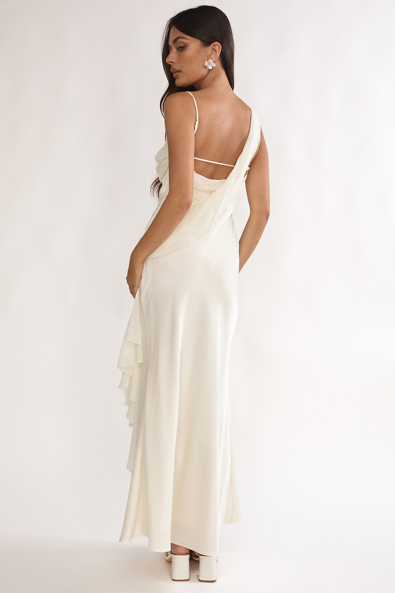 Doloros Drape Accent Maxi Dress Oyster by Selfie Leslie Australia