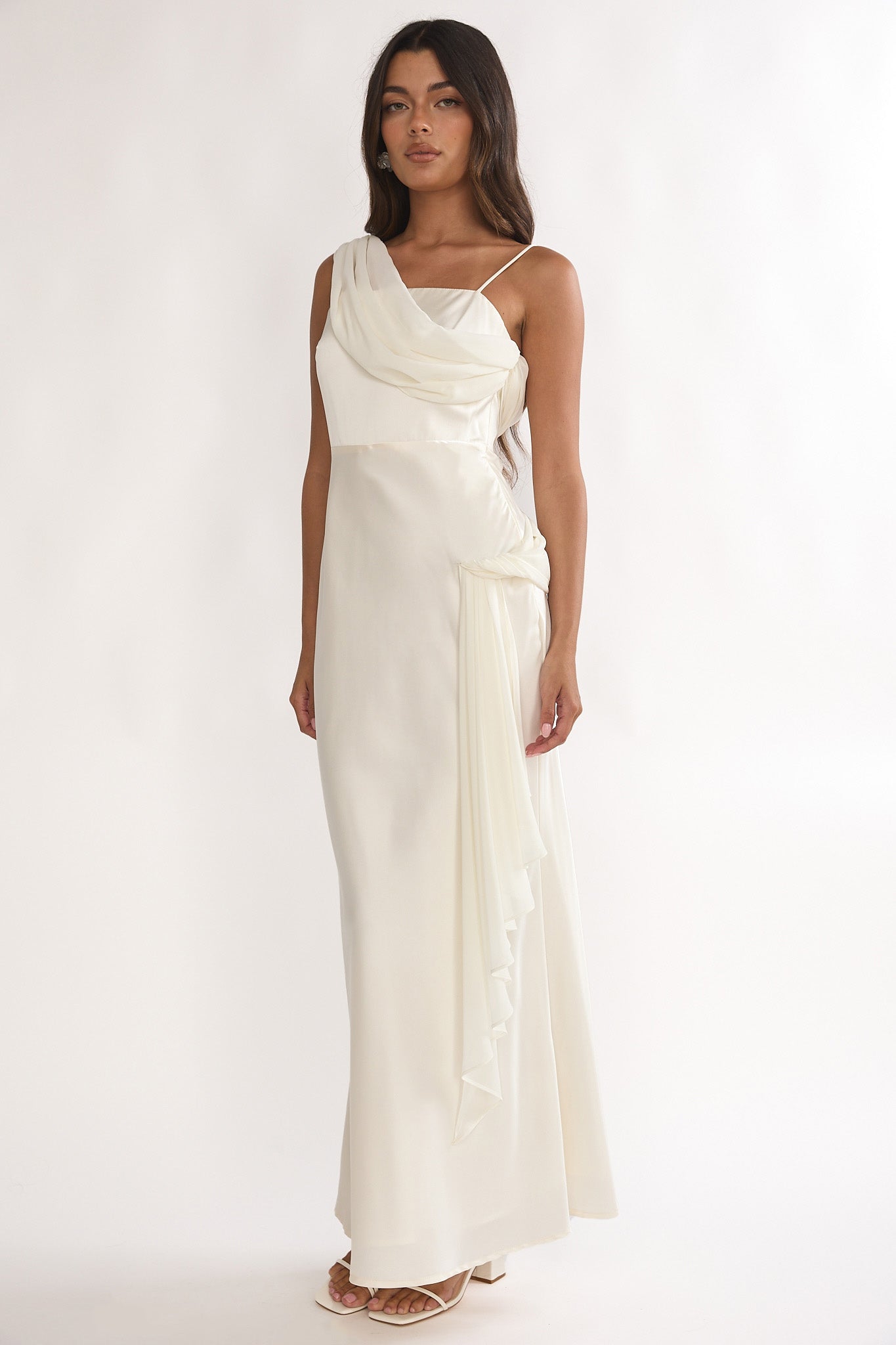 Doloros Drape Accent Maxi Dress Oyster by Selfie Leslie Australia