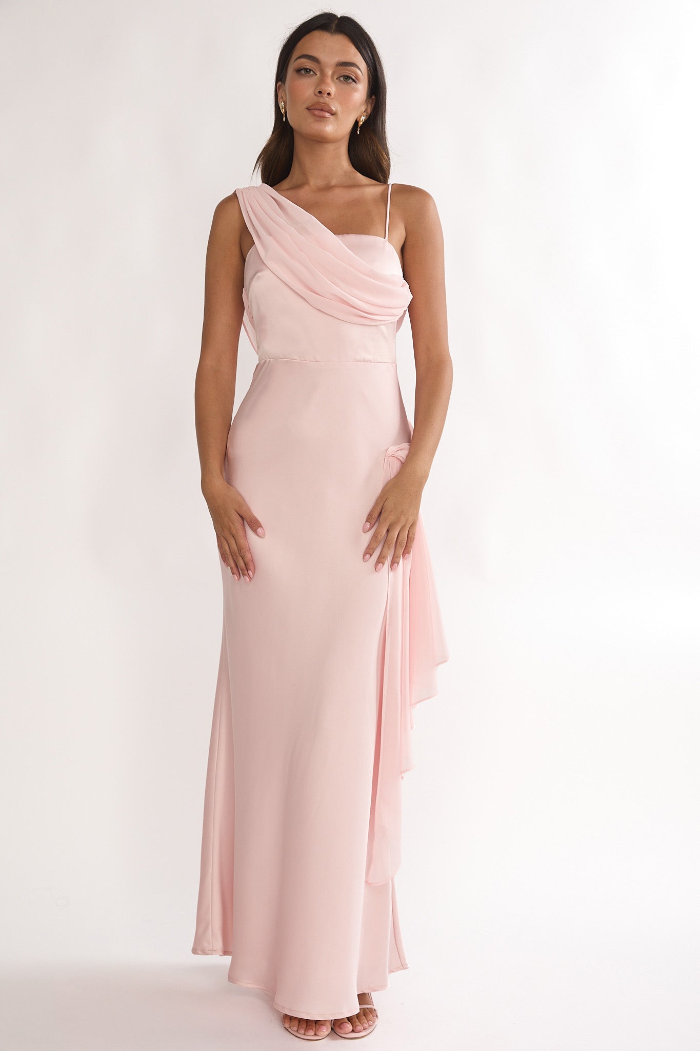 Doloros Drape Accent Maxi Dress Pink by Selfie Leslie Australia