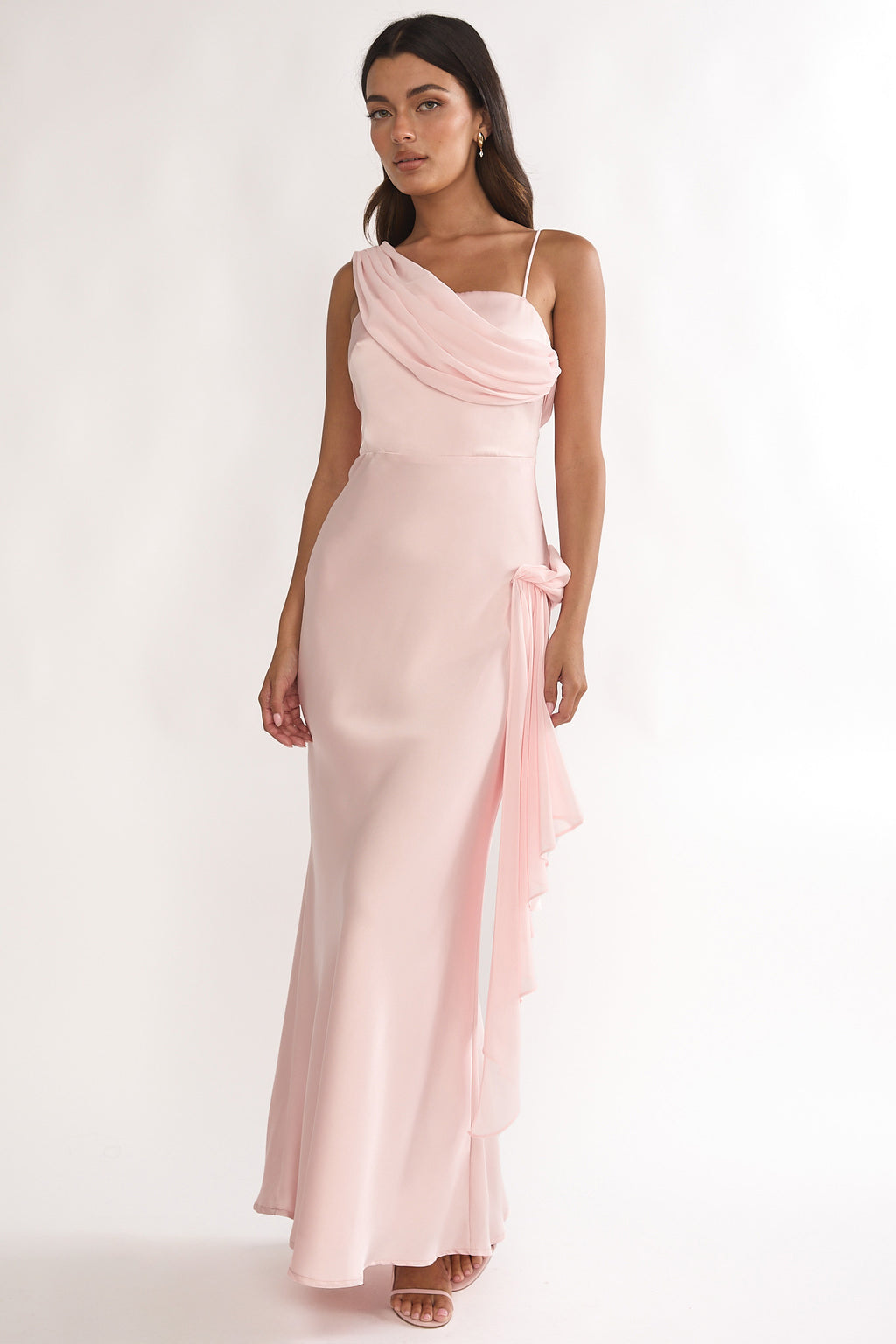 Doloros Drape Accent Maxi Dress Pink by Selfie Leslie Australia