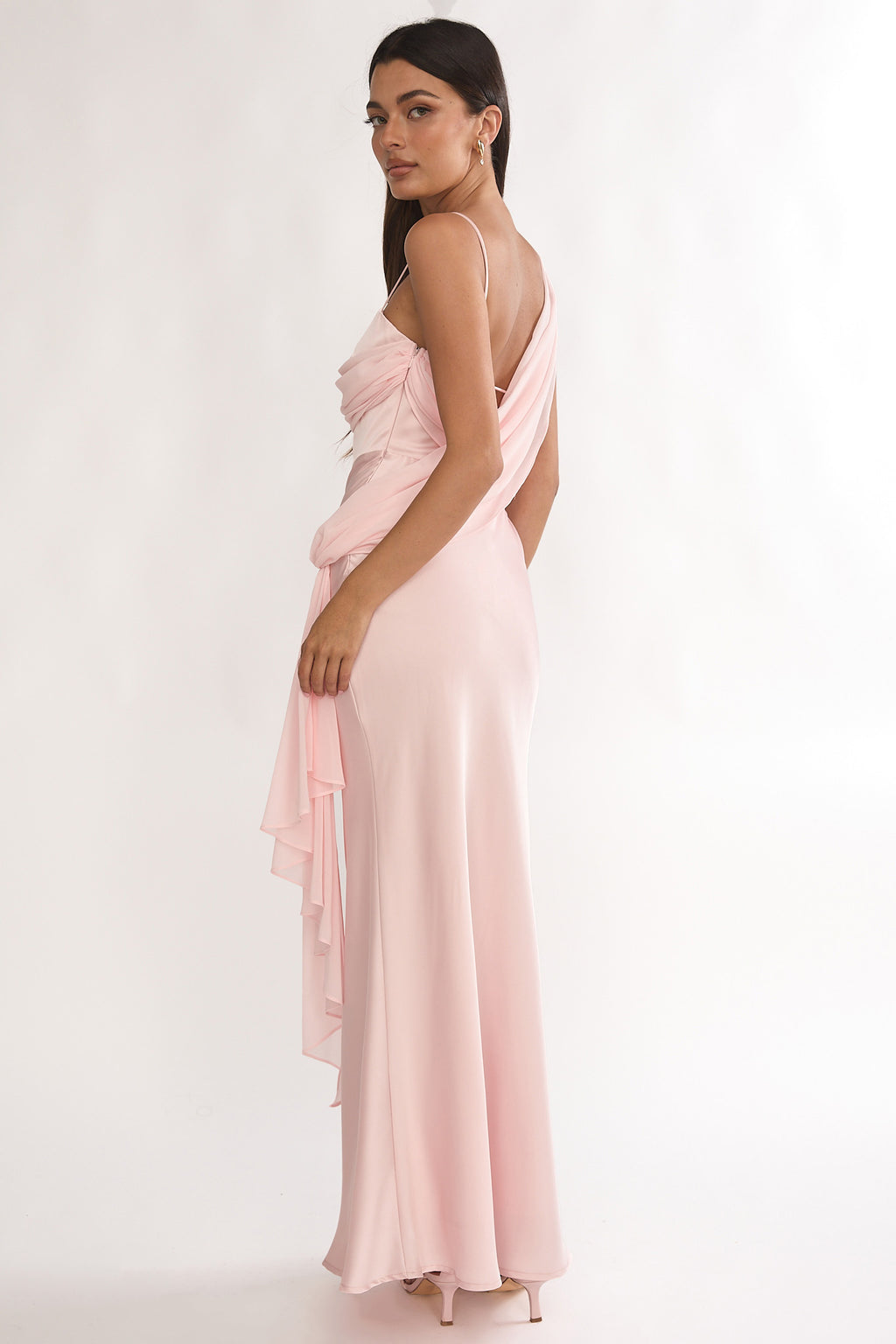 Doloros Drape Accent Maxi Dress Pink by Selfie Leslie Australia