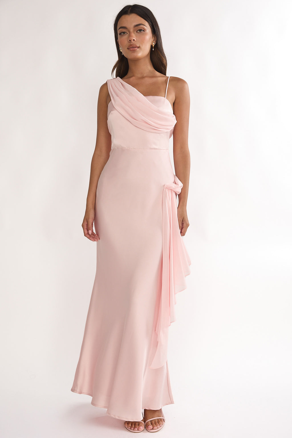 Doloros Drape Accent Maxi Dress Pink by Selfie Leslie Australia