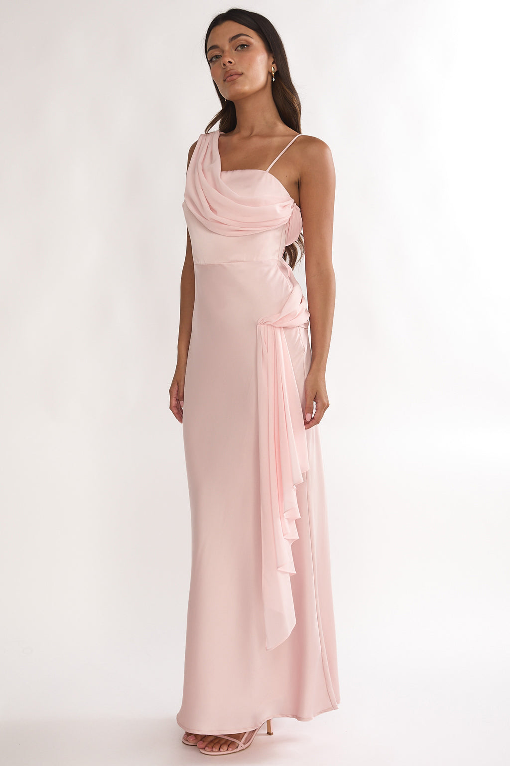 Doloros Drape Accent Maxi Dress Pink by Selfie Leslie Australia