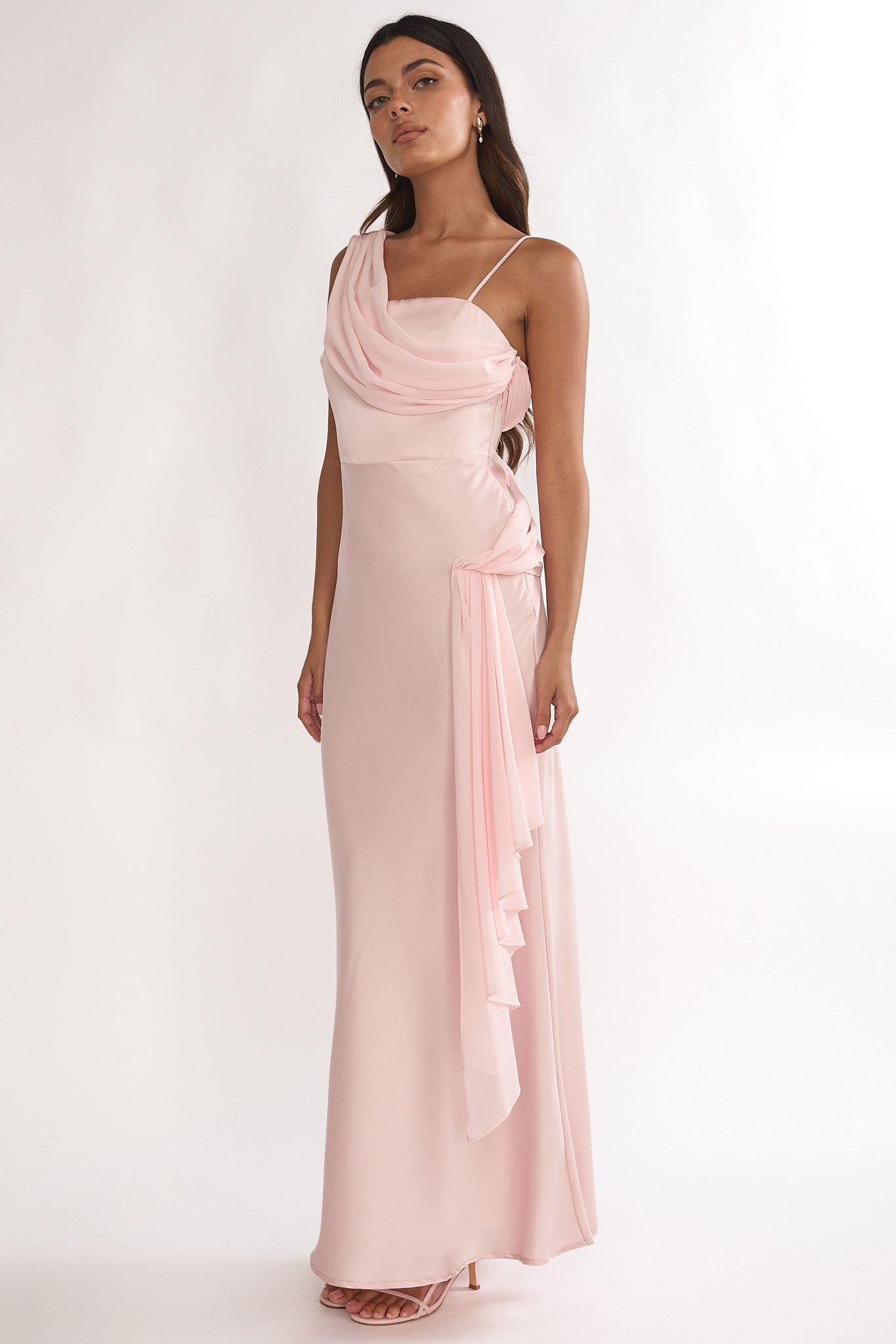 Doloros Drape Accent Maxi Dress Pink by Selfie Leslie Australia