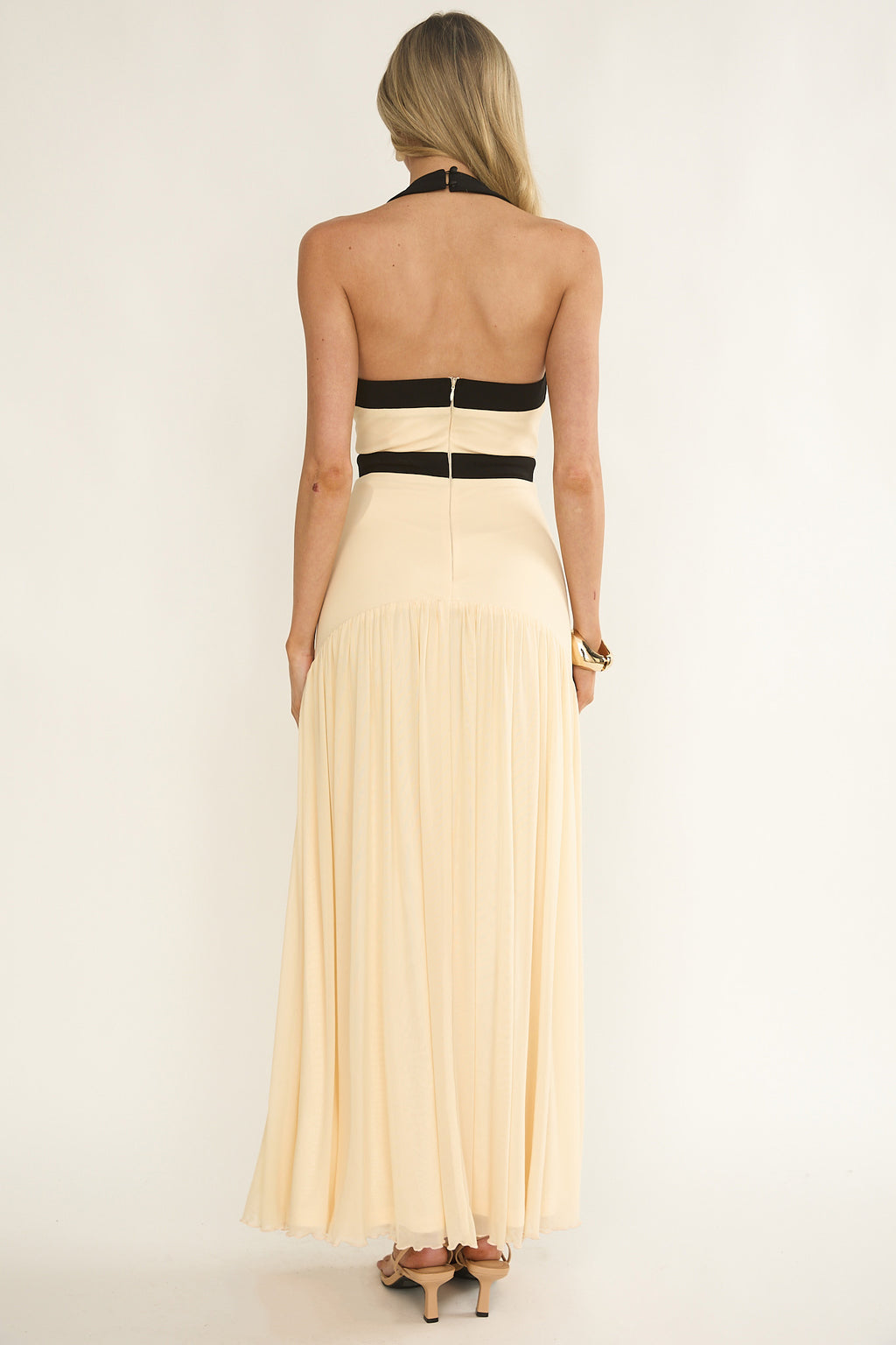 Aven Halter Bow Maxi Dress Butter by Selfie Leslie Australia