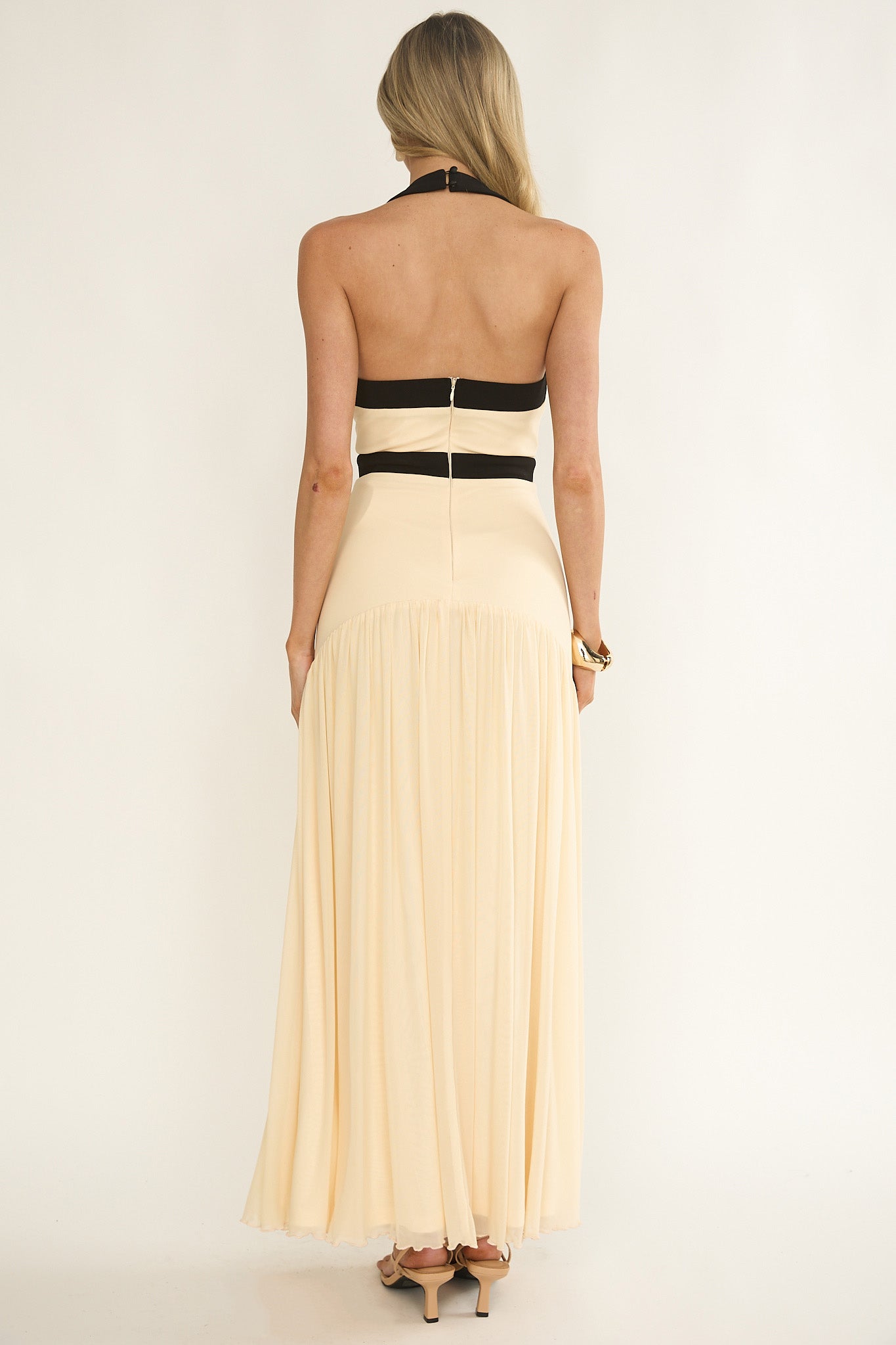 Aven Halter Bow Maxi Dress Butter by Selfie Leslie Australia