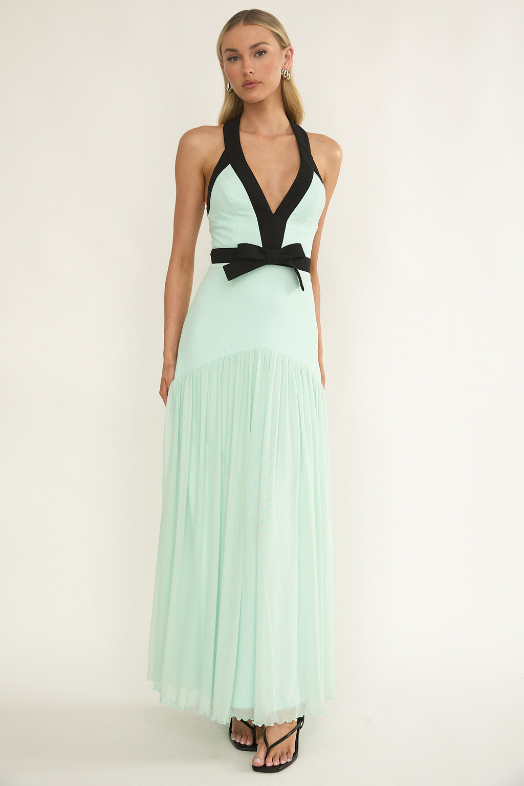 Aven Halter Bow Maxi Dress Mint by Selfie Leslie Australia