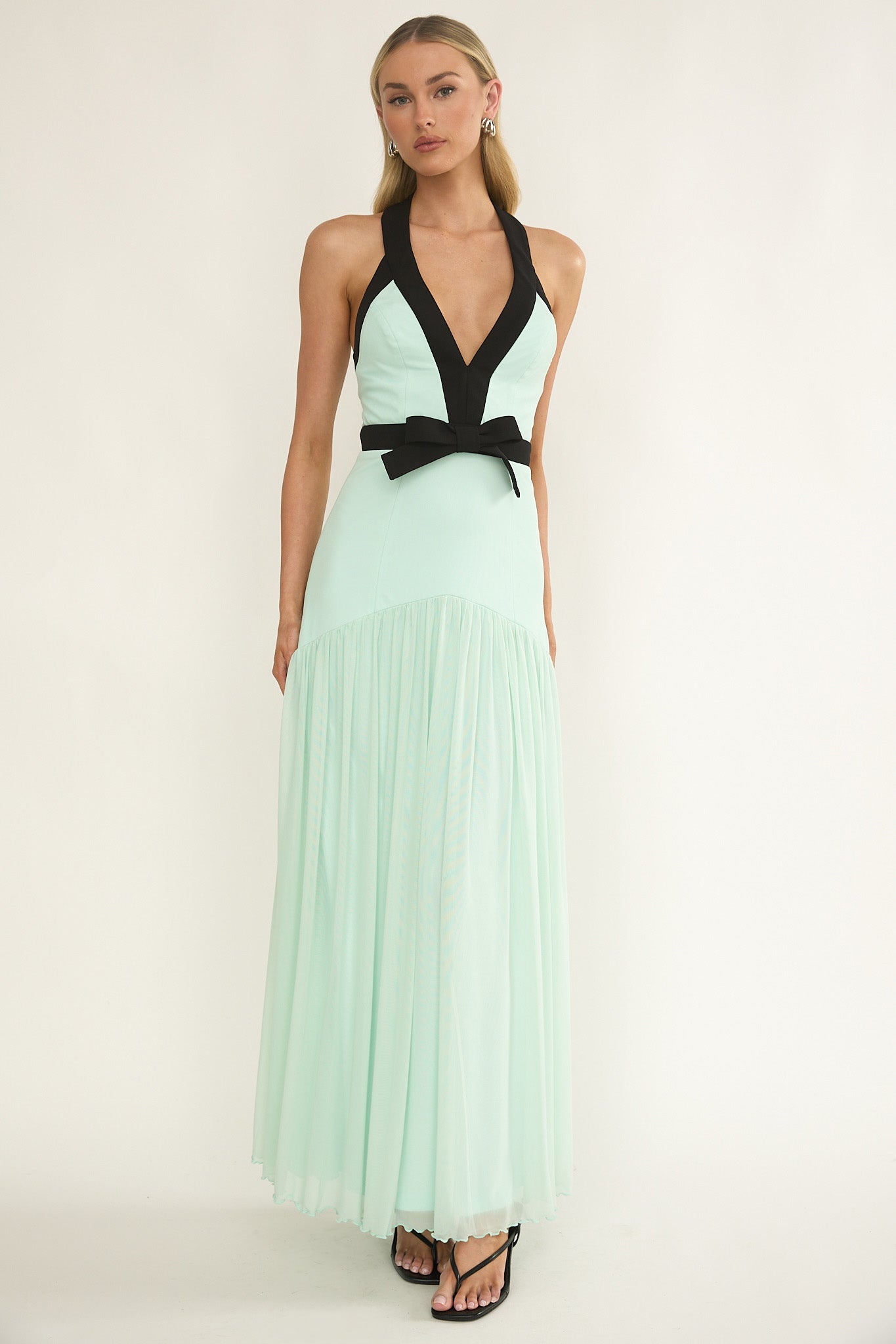 Aven Halter Bow Maxi Dress Mint by Selfie Leslie Australia