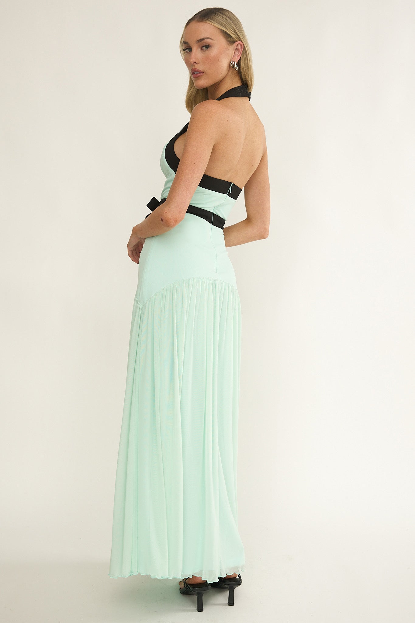 Aven Halter Bow Maxi Dress Mint by Selfie Leslie Australia