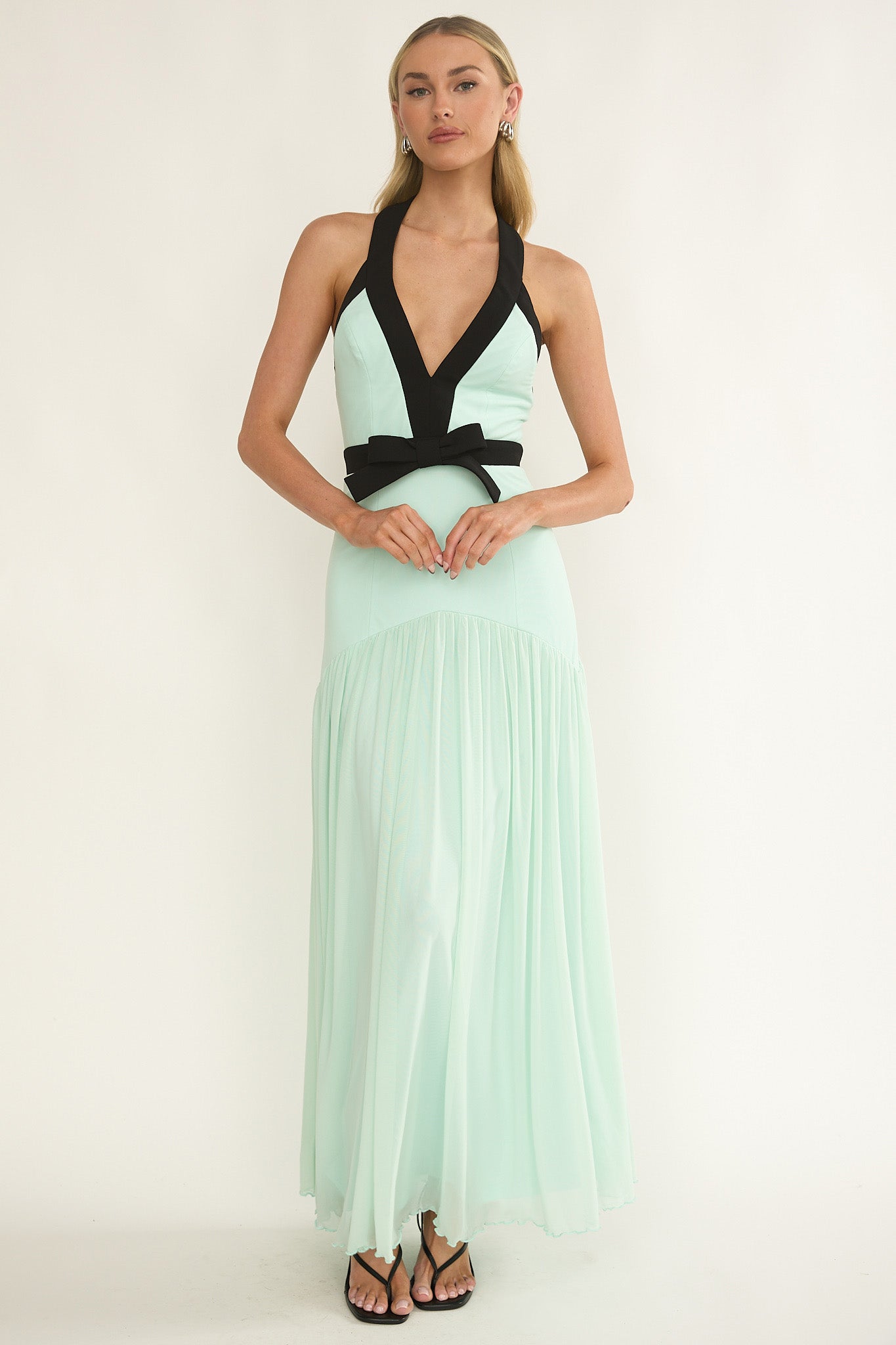 Aven Halter Bow Maxi Dress Mint by Selfie Leslie Australia