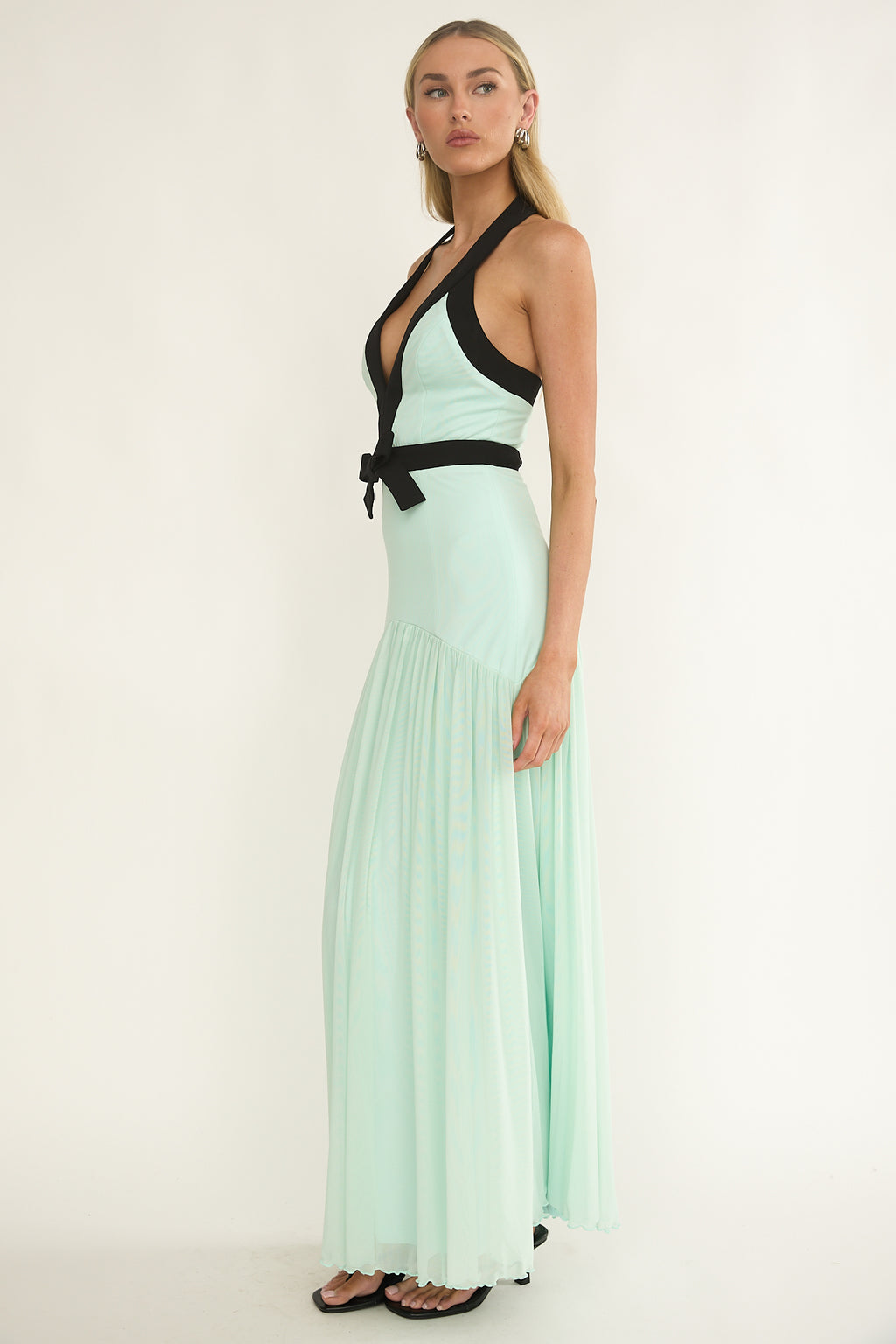 Aven Halter Bow Maxi Dress Mint by Selfie Leslie Australia