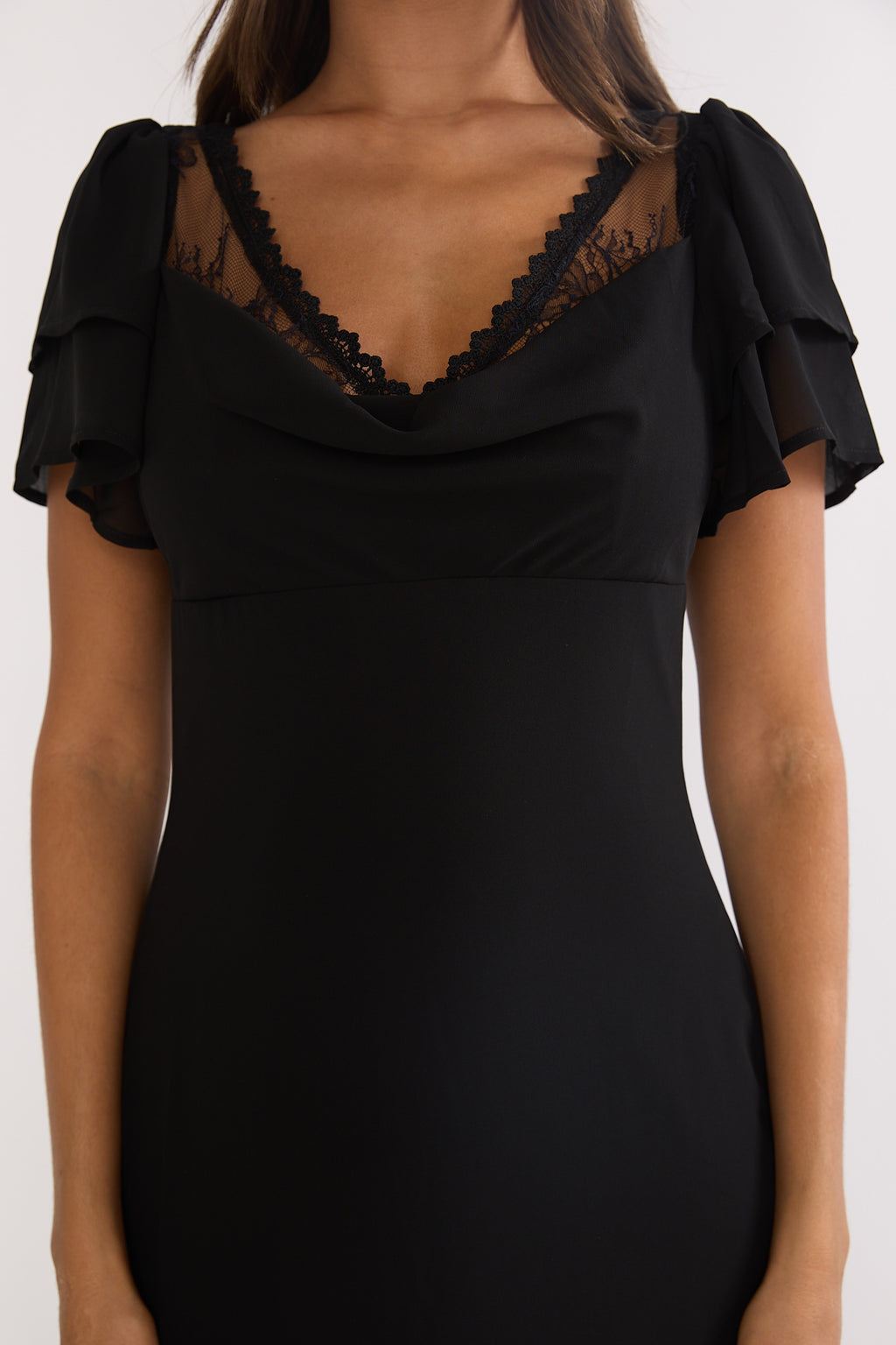 Elorin Lace Trim Maxi Dress Black by Selfie Leslie Australia