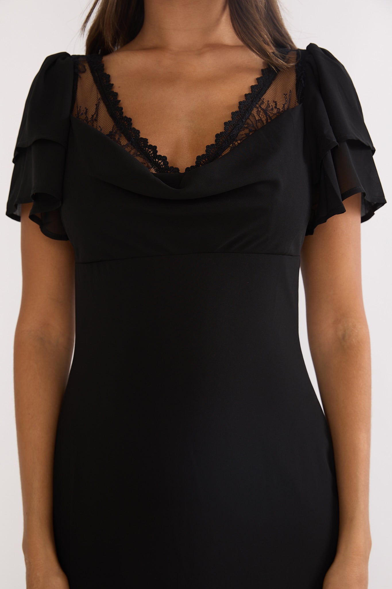 Elorin Lace Trim Maxi Dress Black by Selfie Leslie Australia
