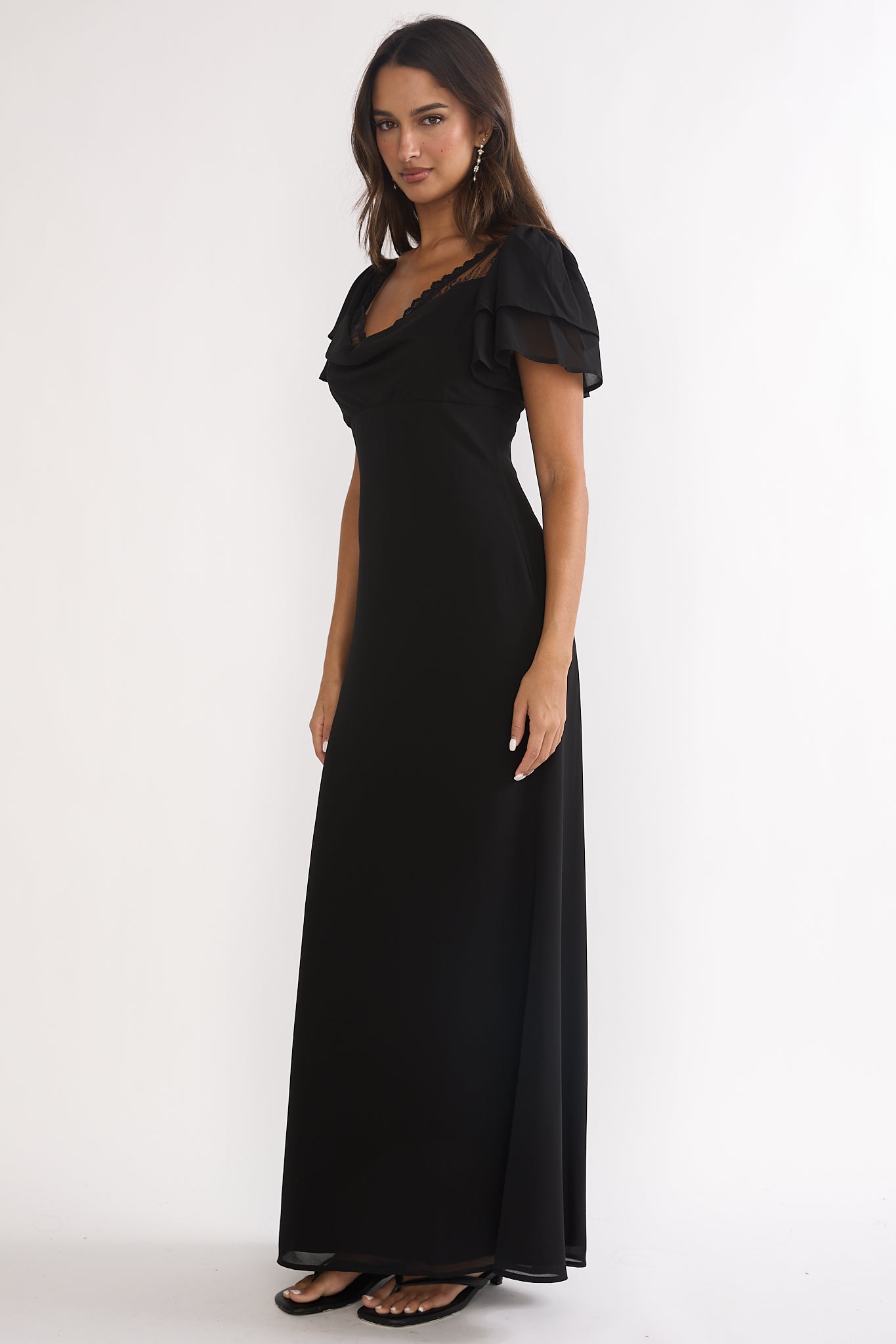 Elorin Lace Trim Maxi Dress Black by Selfie Leslie Australia