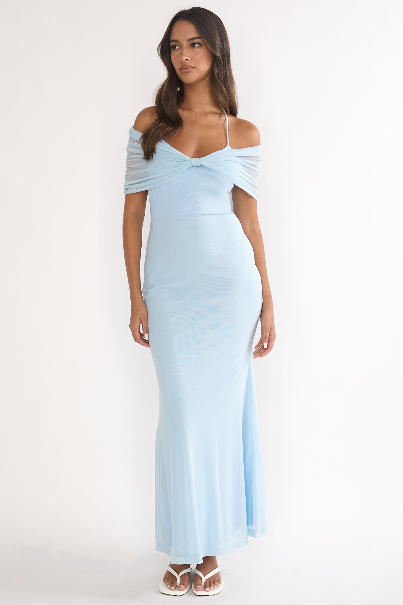 Shia Off-Shoulder Halterneck Maxi Dress Blue by Selfie Leslie Australia