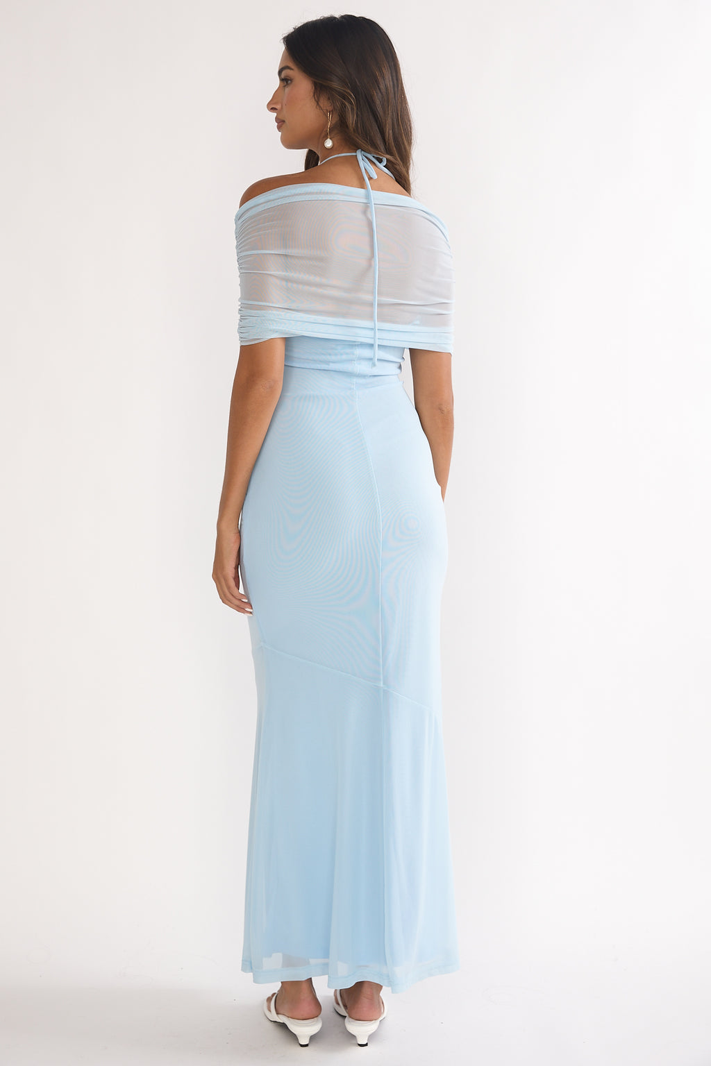 Shia Off-Shoulder Halterneck Maxi Dress Blue by Selfie Leslie Australia