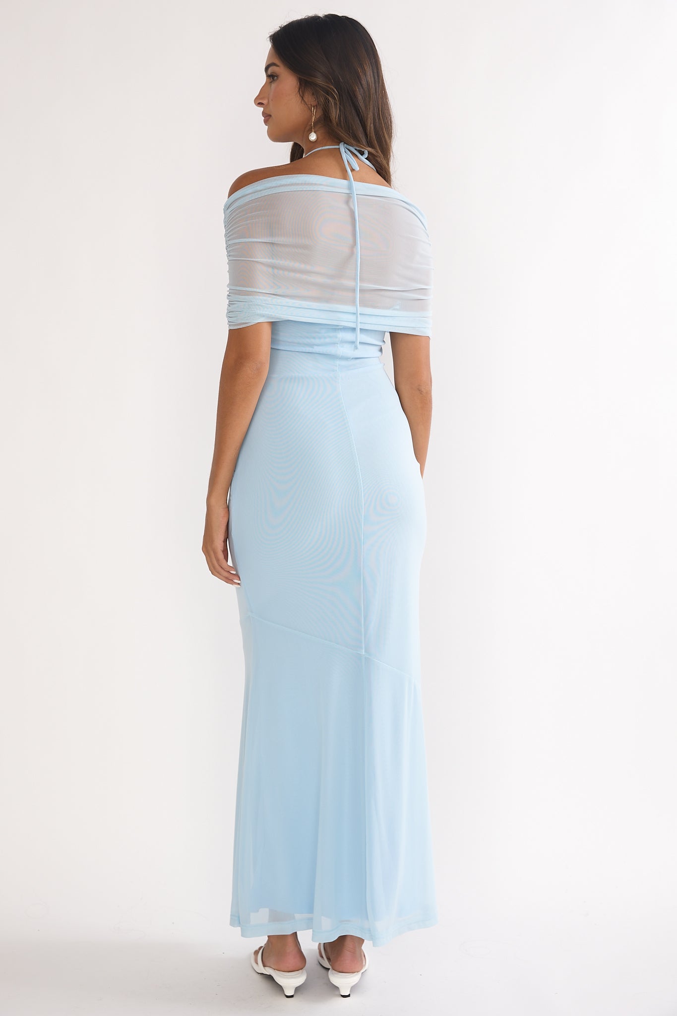 Shia Off-Shoulder Halterneck Maxi Dress Blue by Selfie Leslie Australia