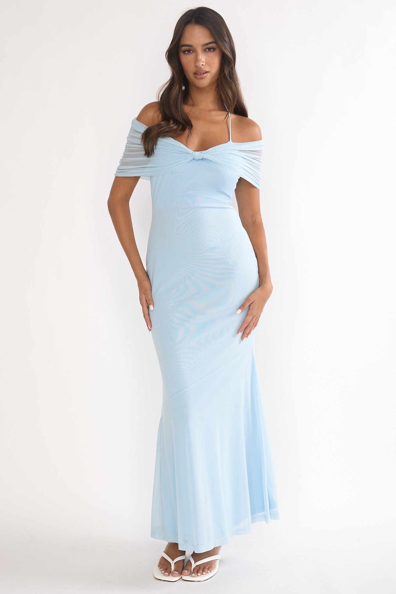 Shia Off-Shoulder Halterneck Maxi Dress Blue by Selfie Leslie Australia
