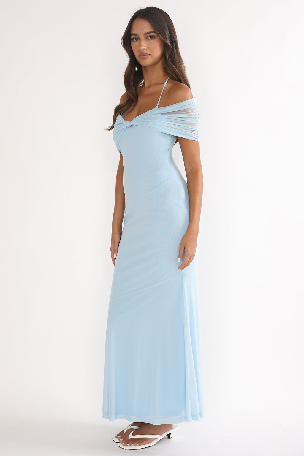 Shia Off-Shoulder Halterneck Maxi Dress Blue by Selfie Leslie Australia