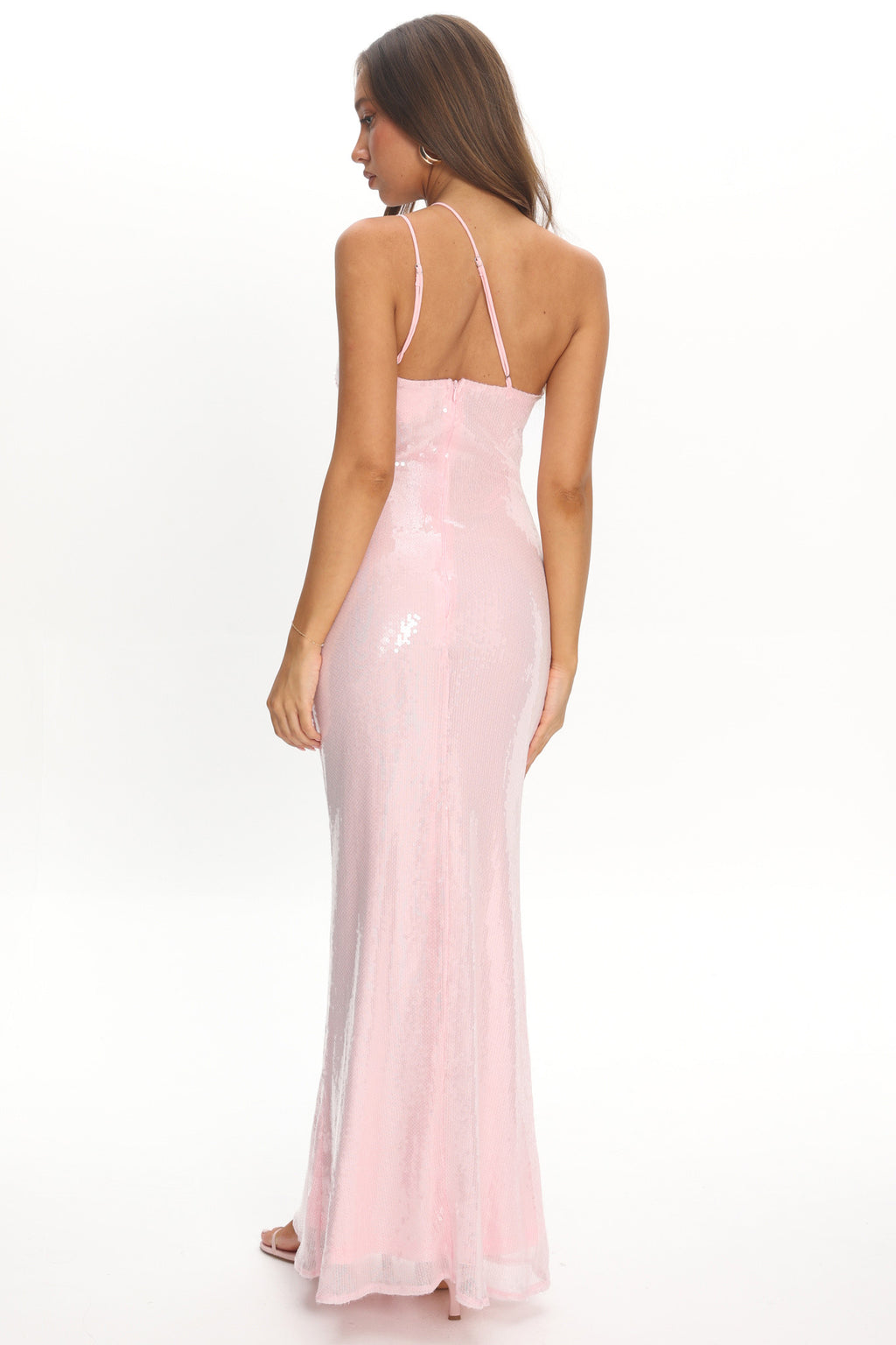 Roselyn One-Shoulder Sequin Maxi Dress Pink by Selfie Leslie Australia