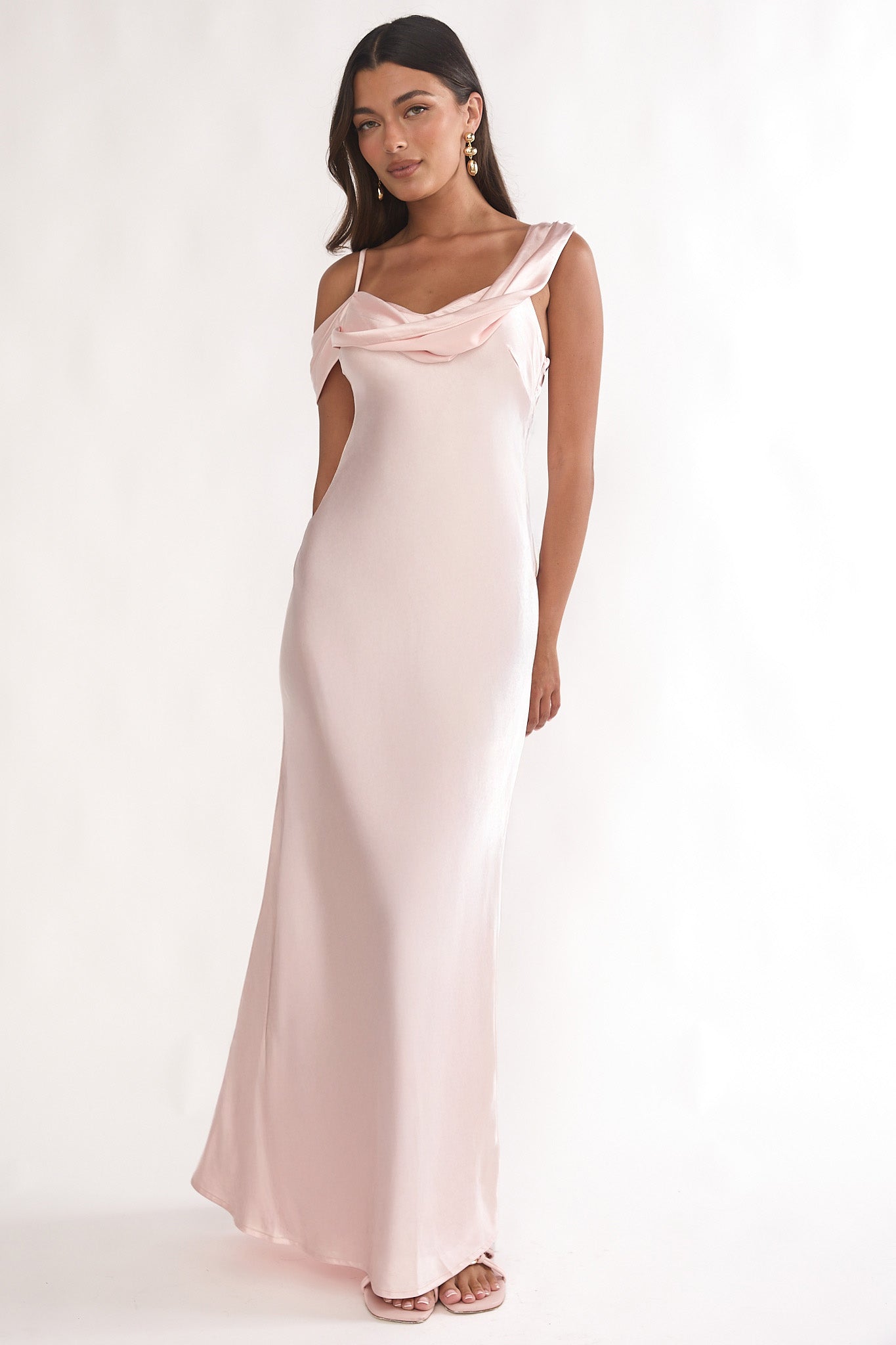 Emelle Asymmetric Neckline Maxi Dress Pink by Selfie Leslie Australia