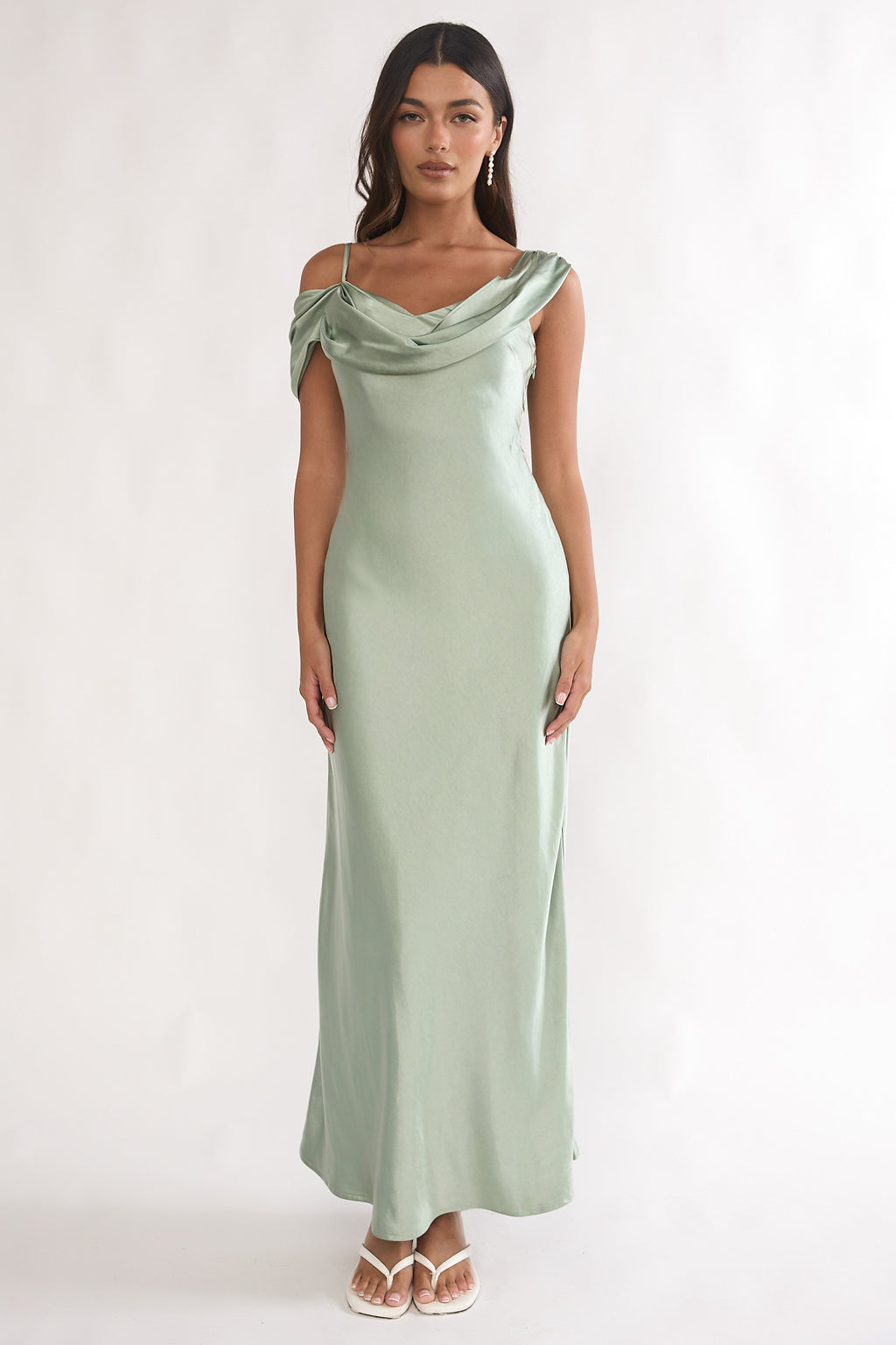 Emelle Asymmetric Neckline Maxi Dress Pistachio by Selfie Leslie Australia